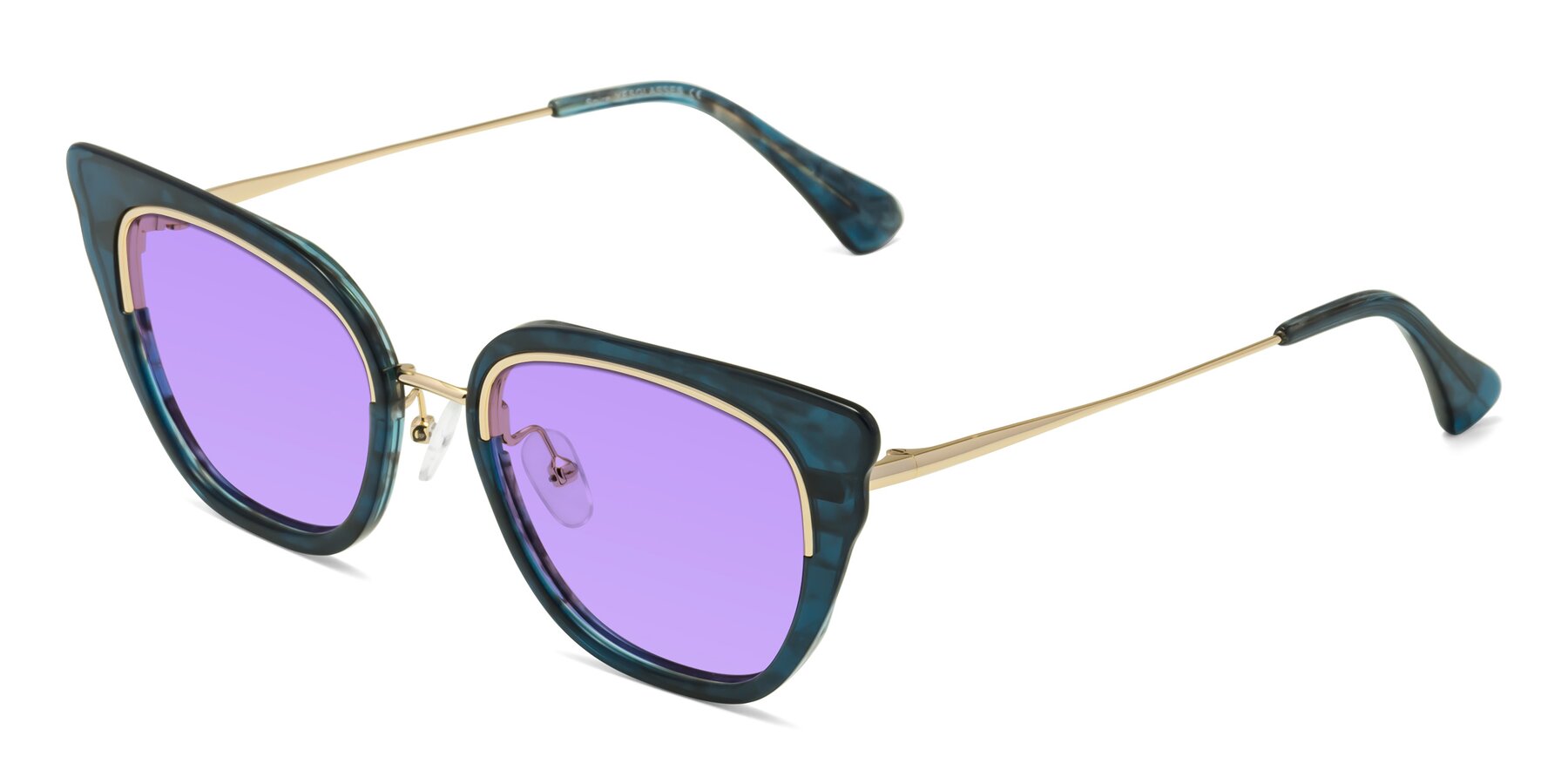 Angle of Spire in Teal-Gold with Medium Purple Tinted Lenses