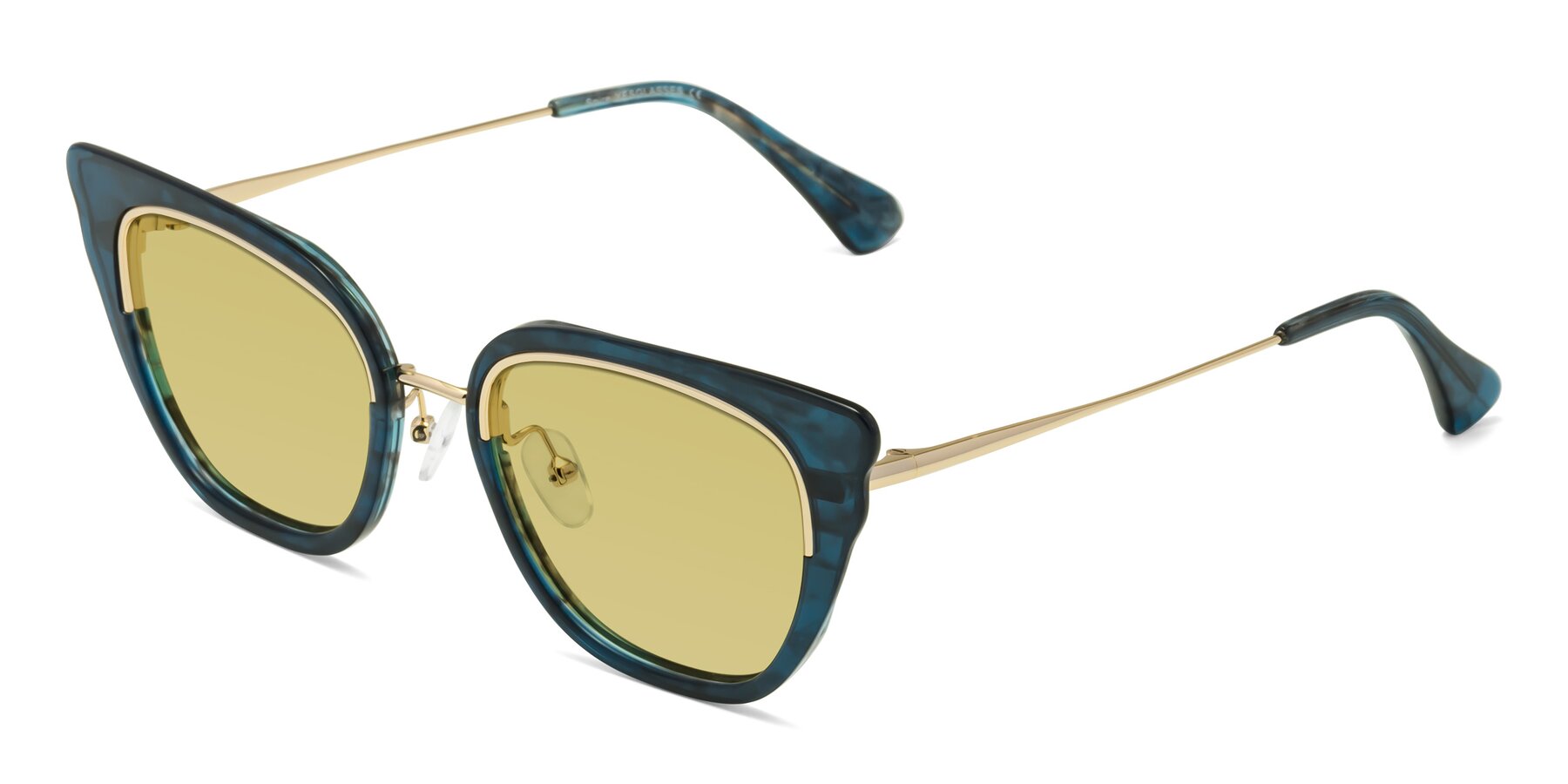 Angle of Spire in Teal-Gold with Medium Champagne Tinted Lenses