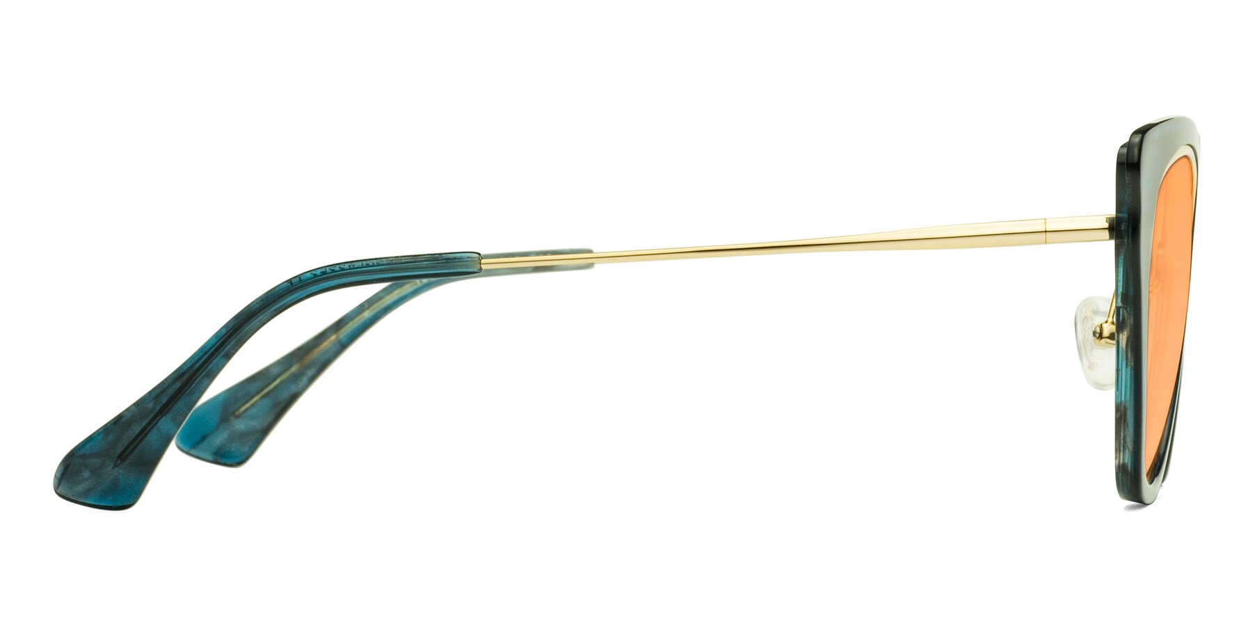 Side of Spire in Teal-Gold with Medium Orange Tinted Lenses