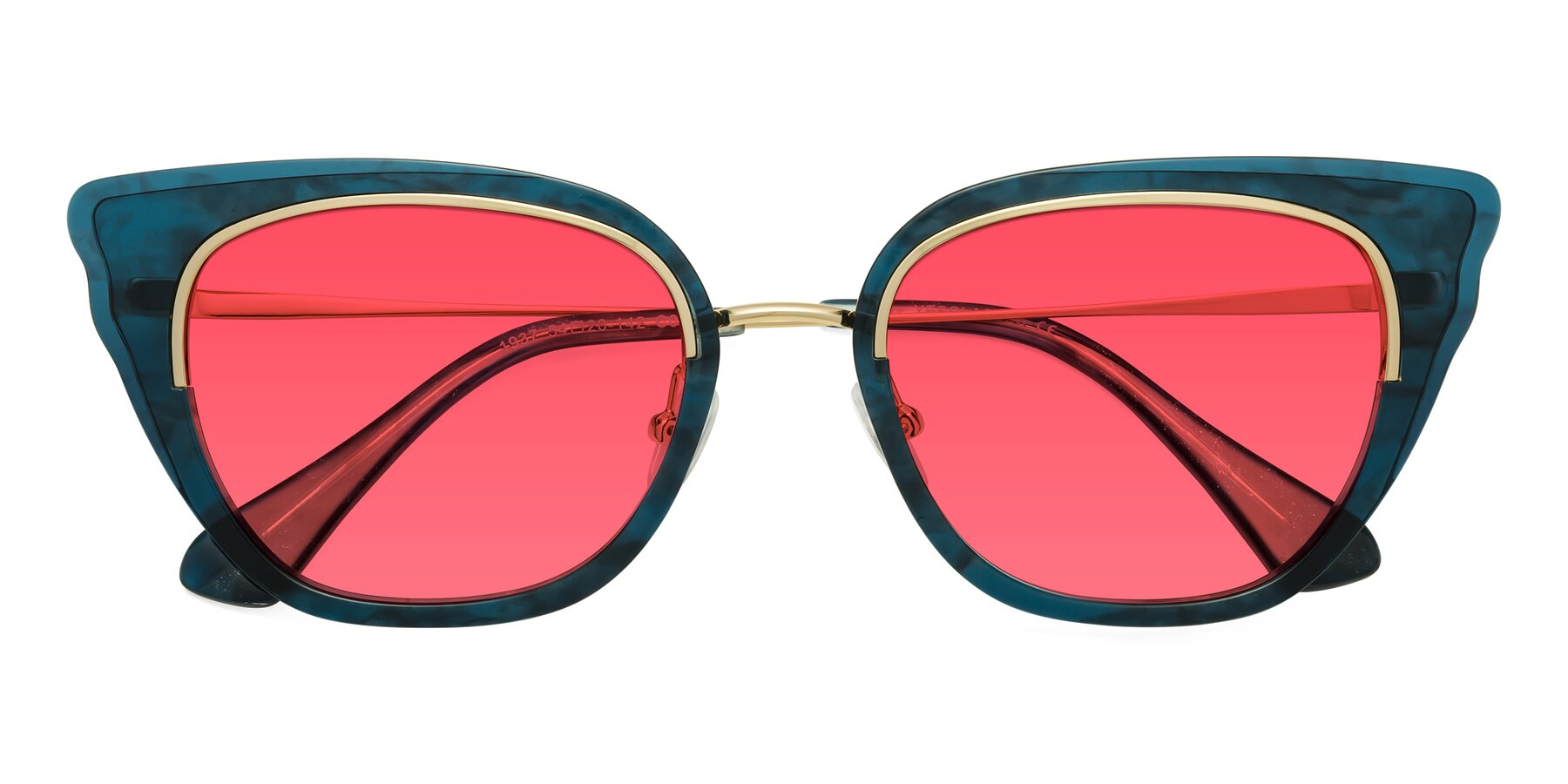 Folded Front of Spire in Teal-Gold with Red Tinted Lenses