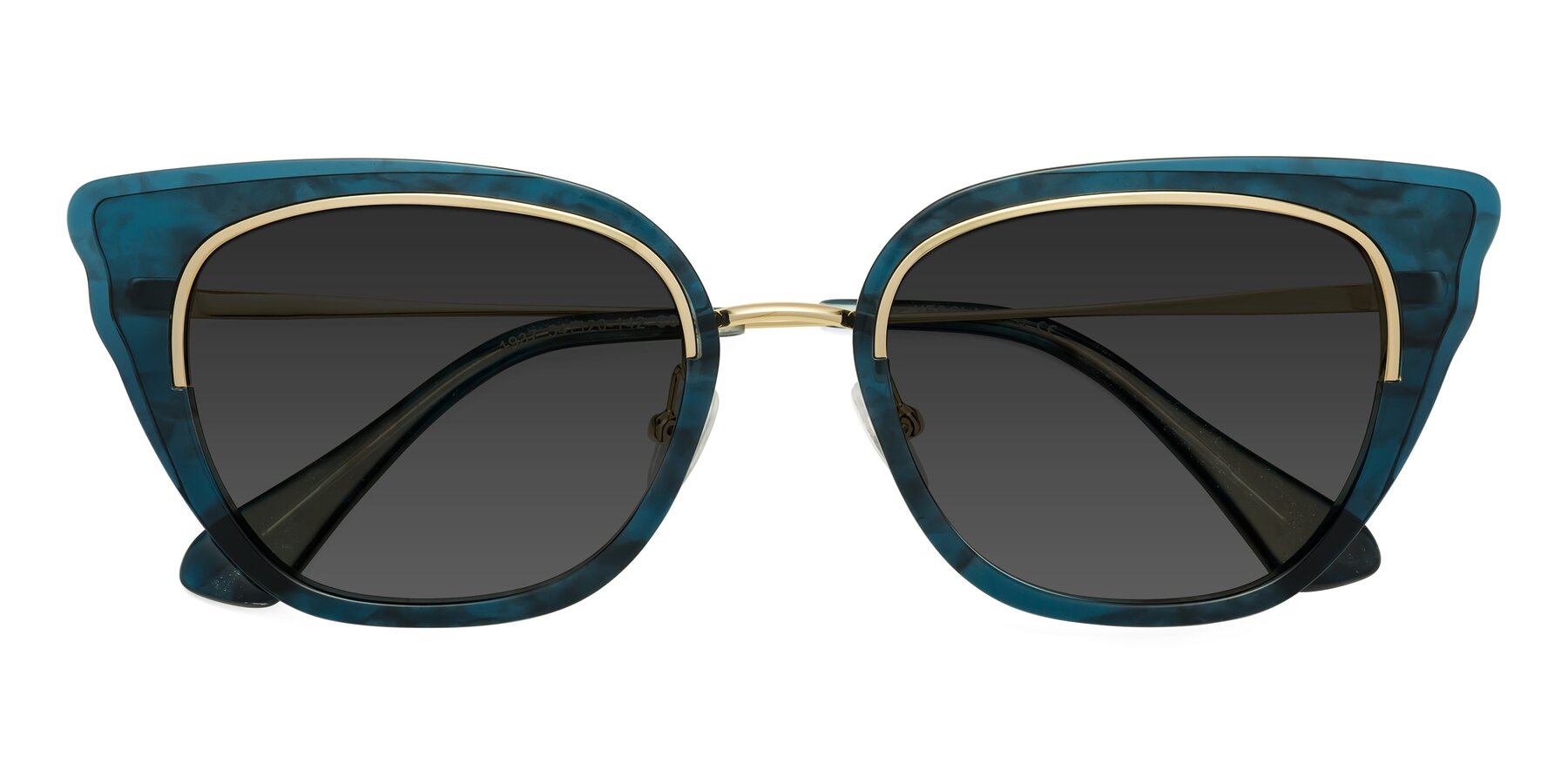 Folded Front of Spire in Teal-Gold with Gray Tinted Lenses