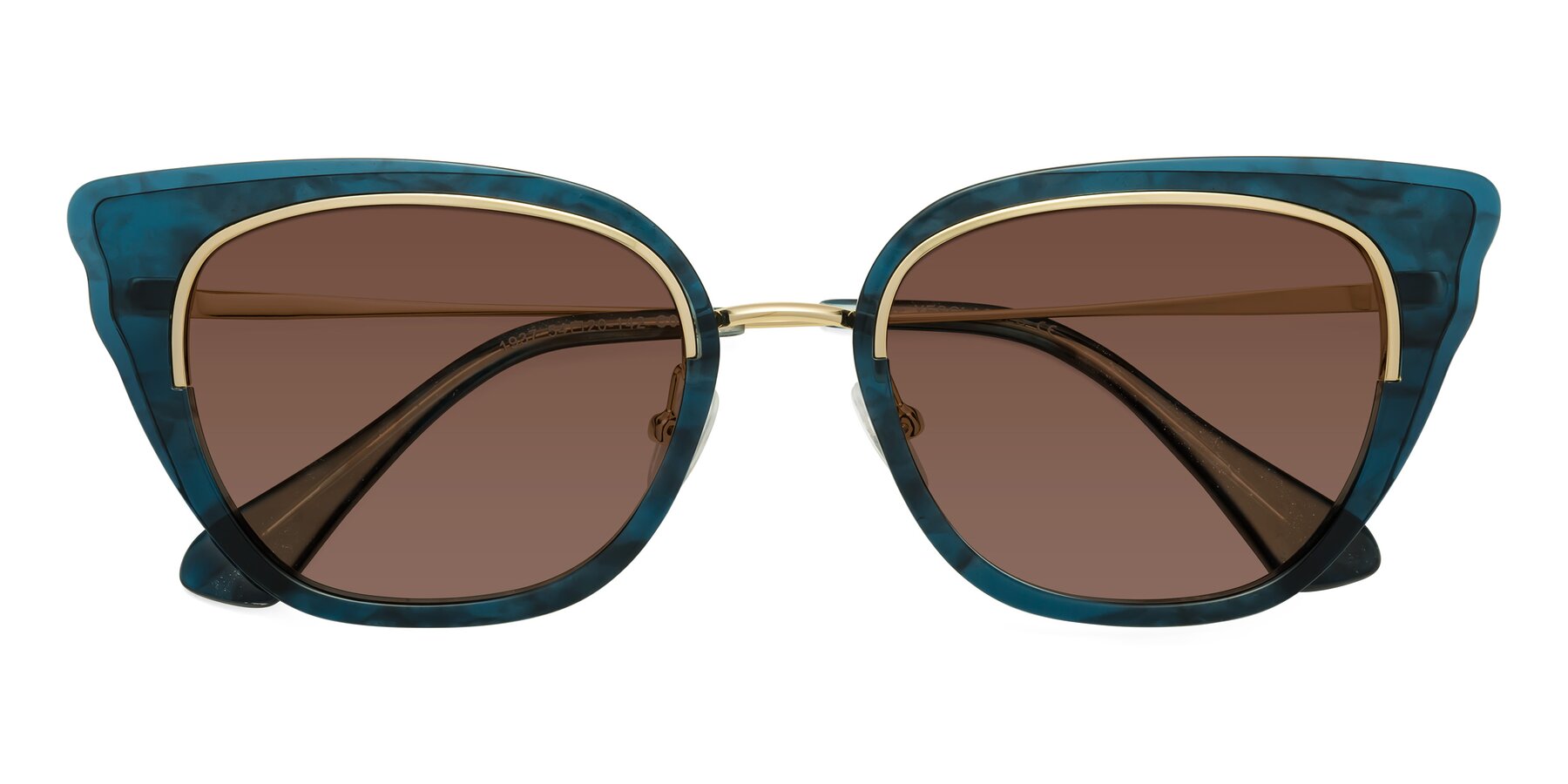 Folded Front of Spire in Teal-Gold with Brown Tinted Lenses