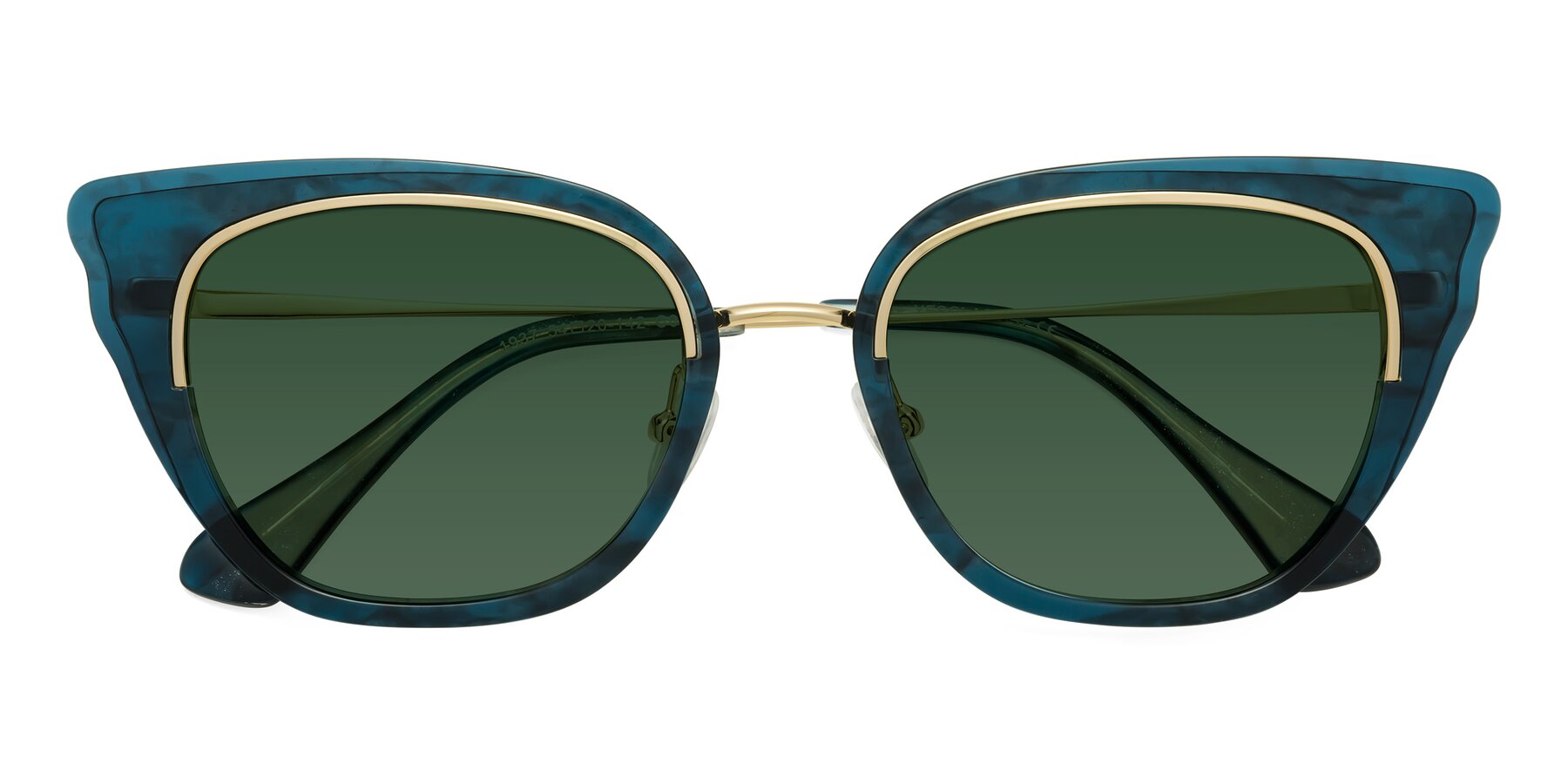Folded Front of Spire in Teal-Gold with Green Tinted Lenses