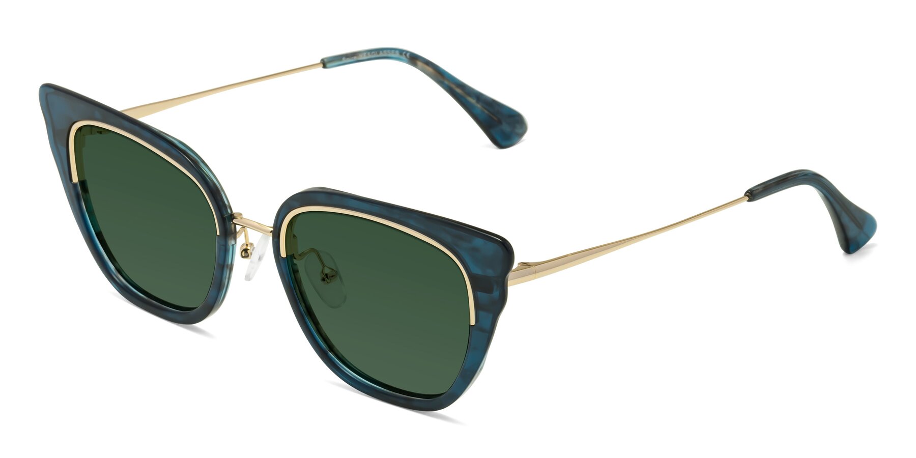 Angle of Spire in Teal-Gold with Green Tinted Lenses