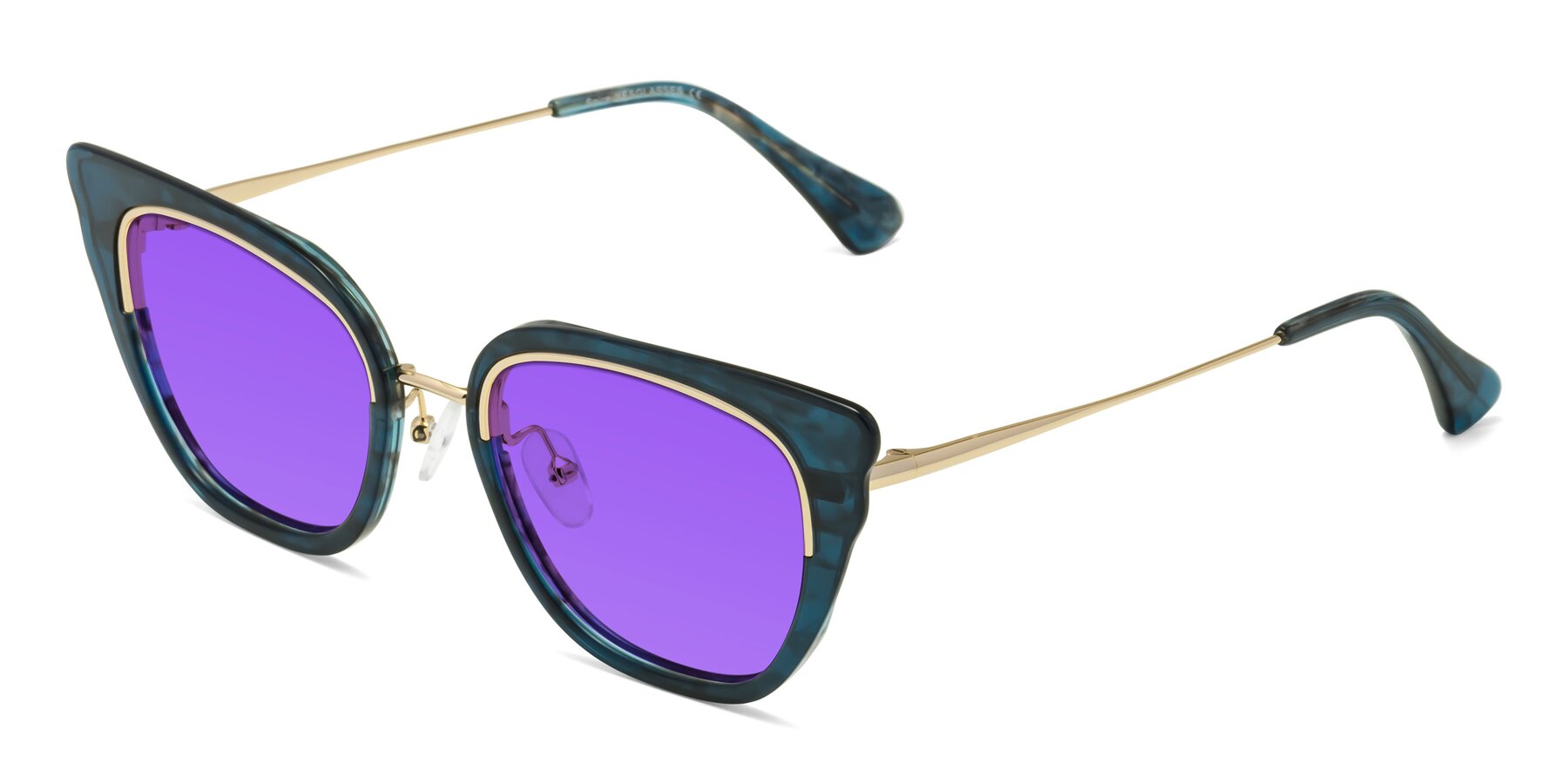 Angle of Spire in Teal-Gold with Purple Tinted Lenses