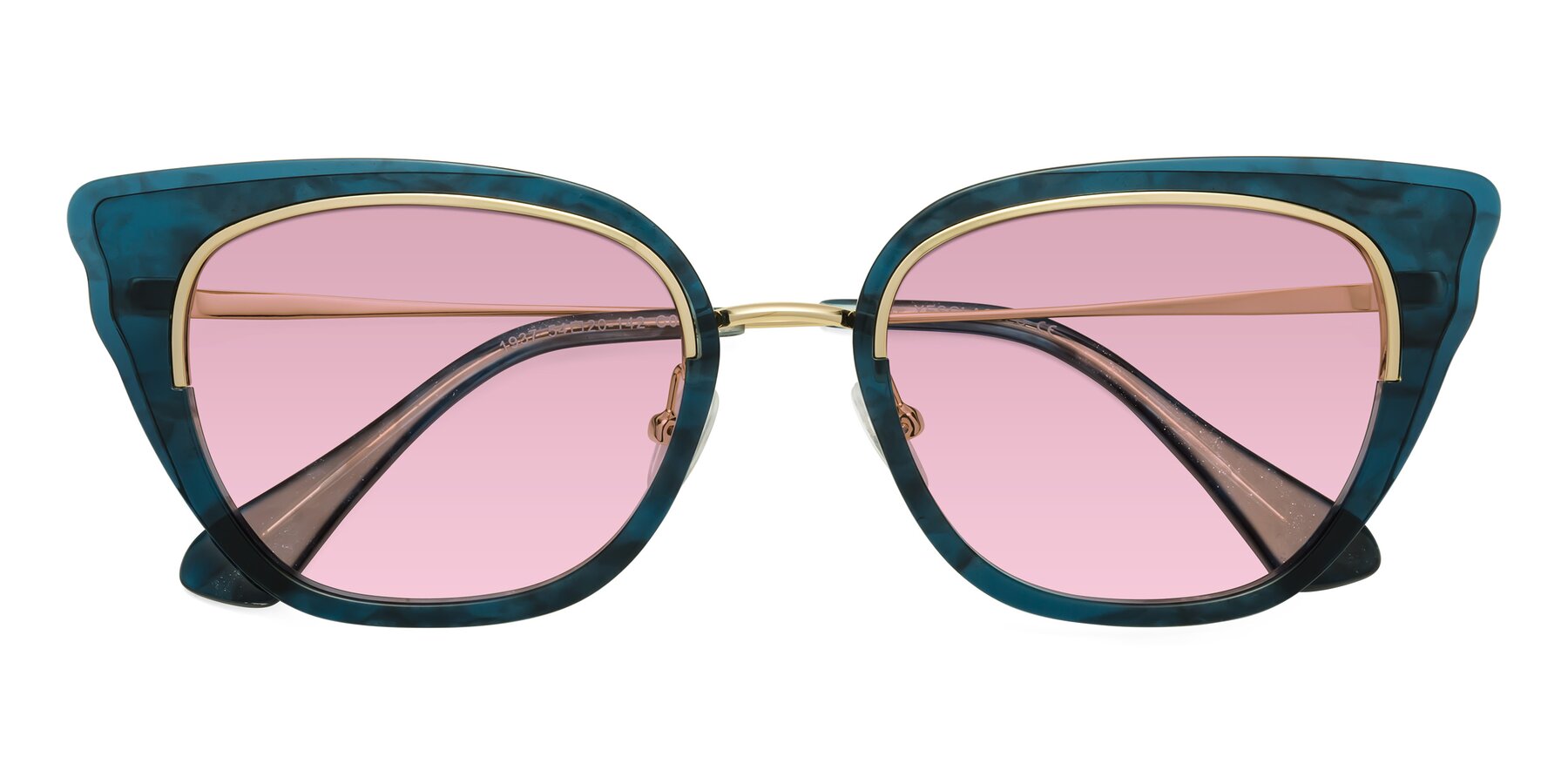 Folded Front of Spire in Teal-Gold with Light Wine Tinted Lenses