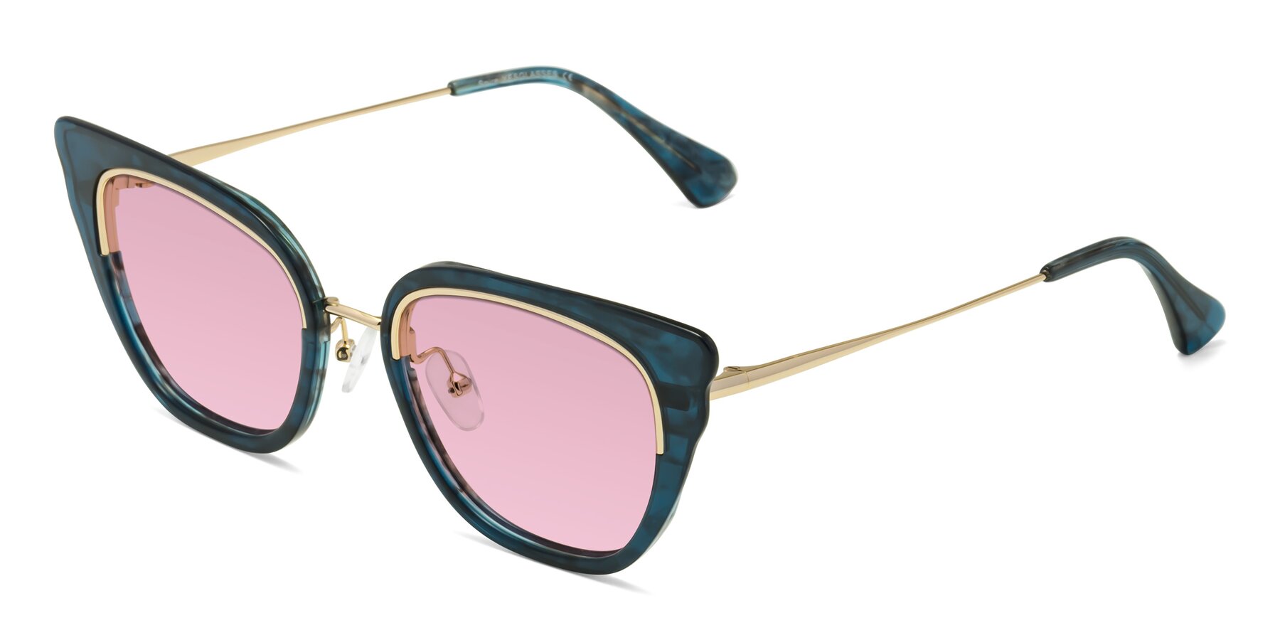 Angle of Spire in Teal-Gold with Light Wine Tinted Lenses