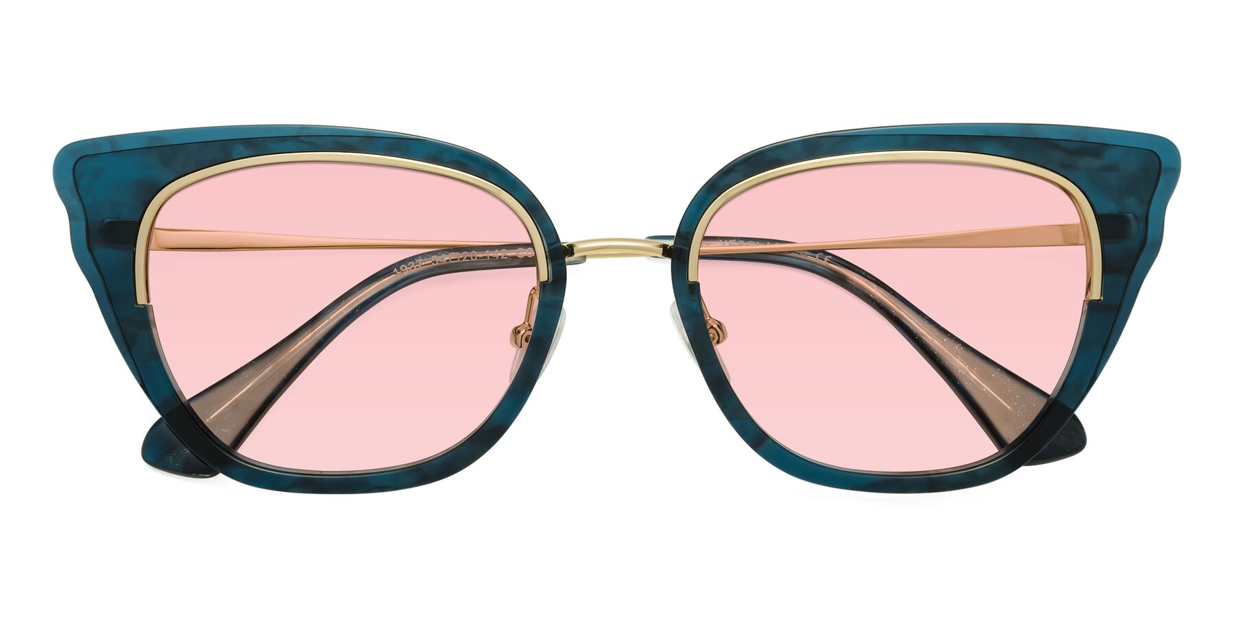 Folded Front of Spire in Teal-Gold with Light Garnet Tinted Lenses