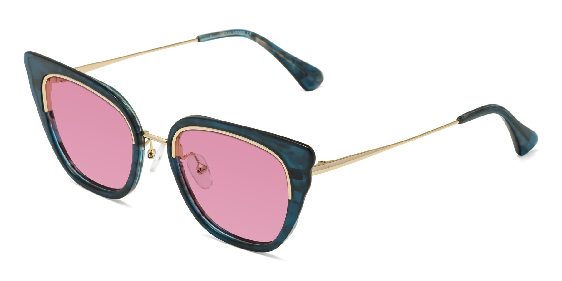 Angle of Spire in Teal-Gold with Medium Wine Tinted Lenses