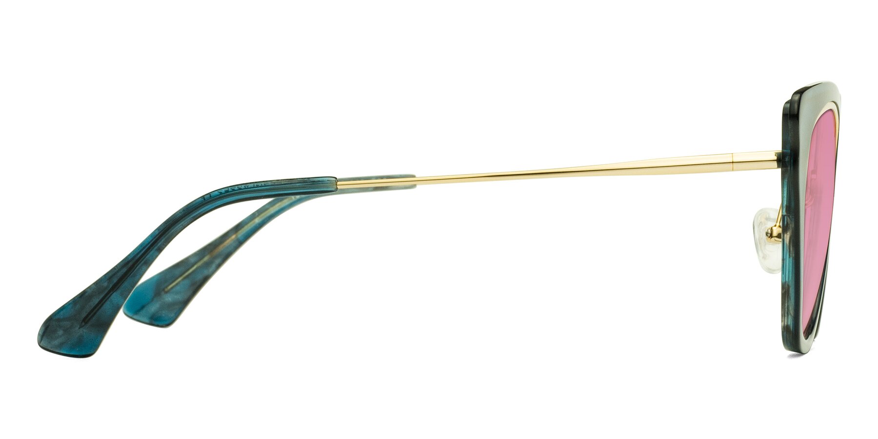 Side of Spire in Teal-Gold with Medium Wine Tinted Lenses