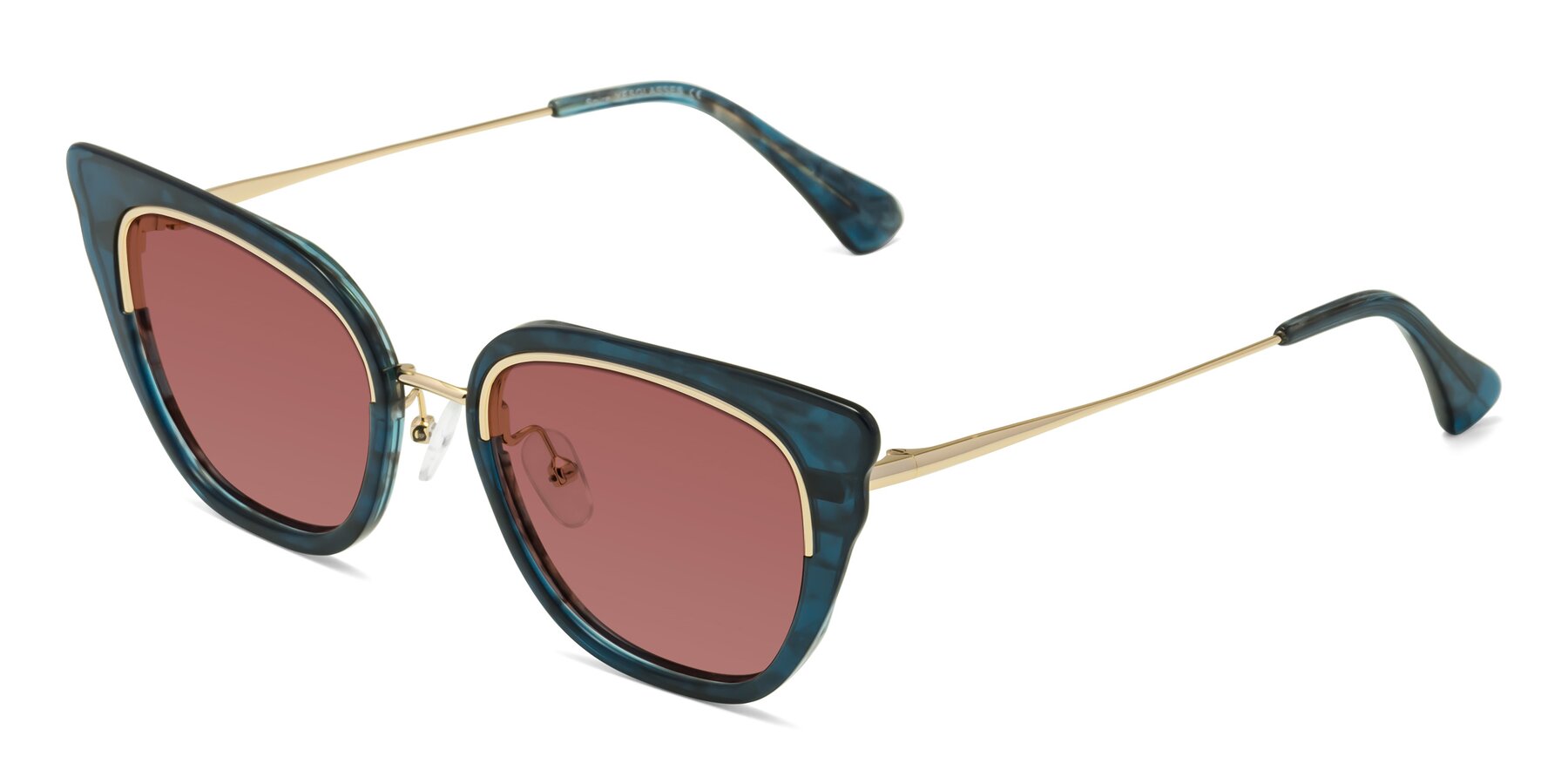 Angle of Spire in Teal-Gold with Garnet Tinted Lenses