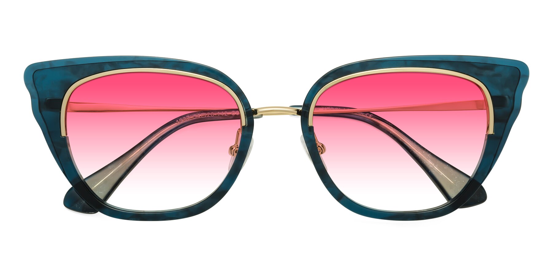 Folded Front of Spire in Teal-Gold with Pink Gradient Lenses