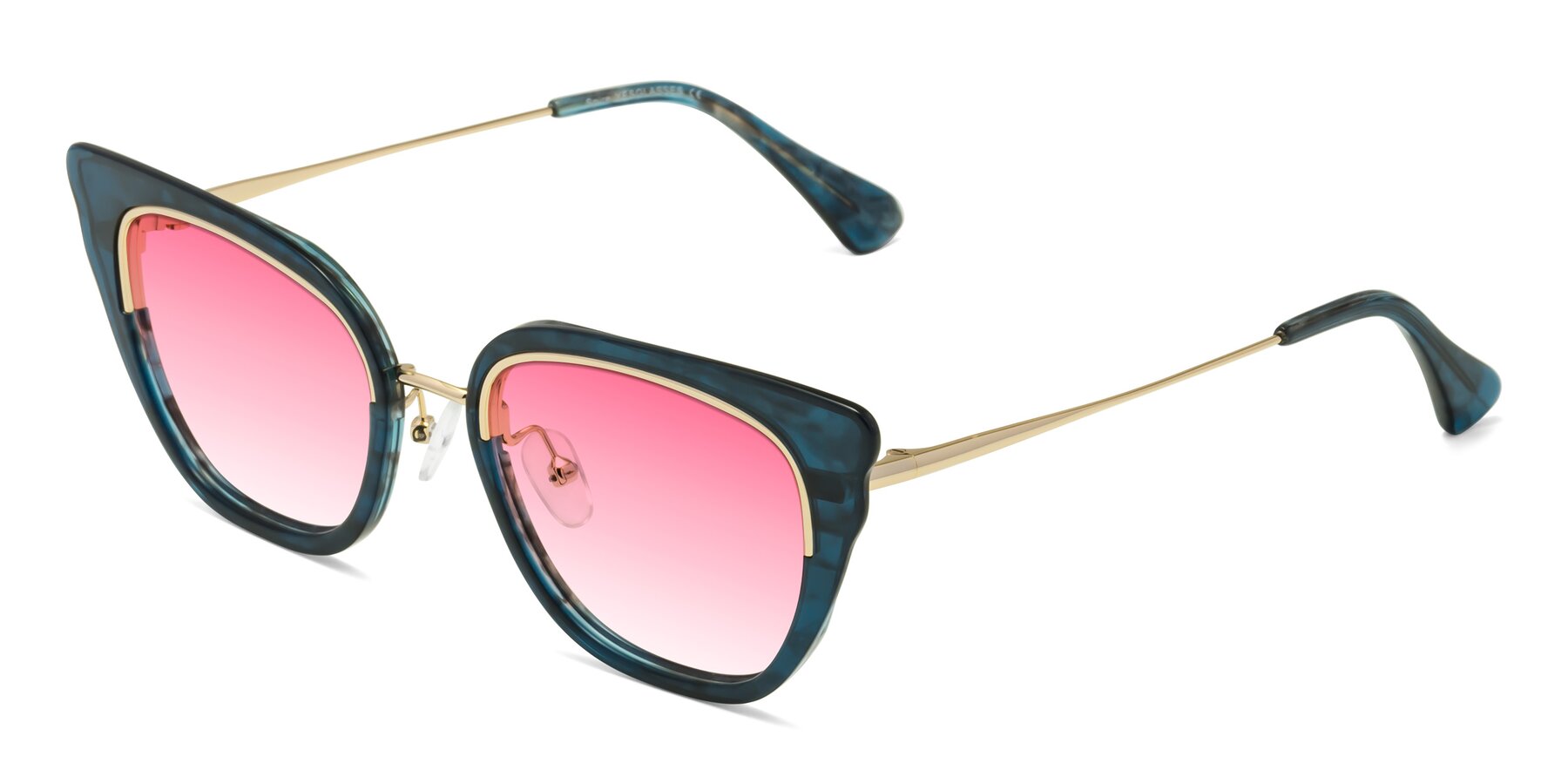 Angle of Spire in Teal-Gold with Pink Gradient Lenses