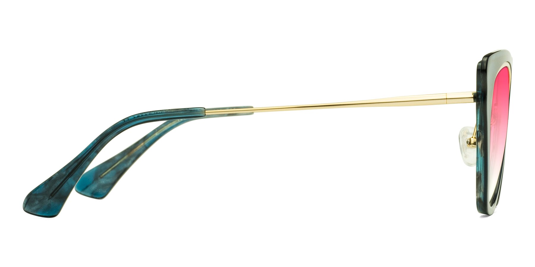 Side of Spire in Teal-Gold with Pink Gradient Lenses
