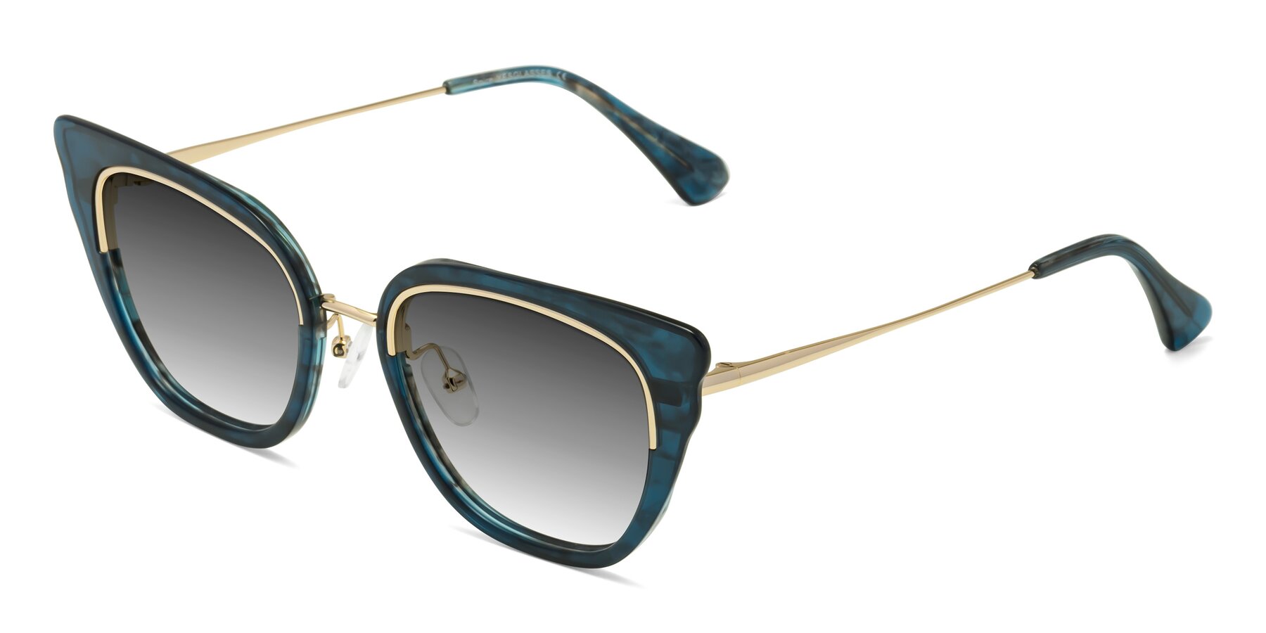 Angle of Spire in Teal-Gold with Gray Gradient Lenses