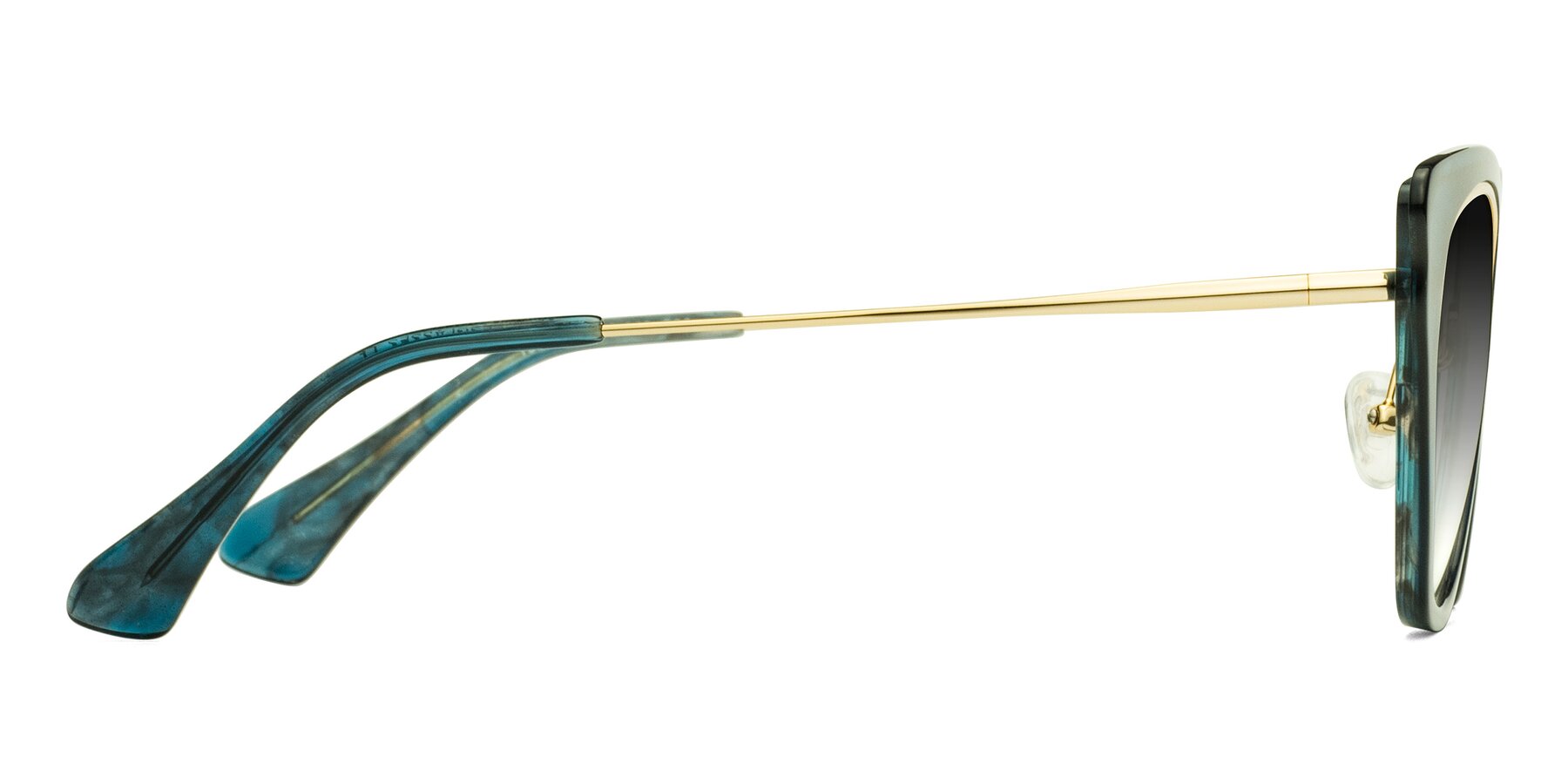 Side of Spire in Teal-Gold with Gray Gradient Lenses