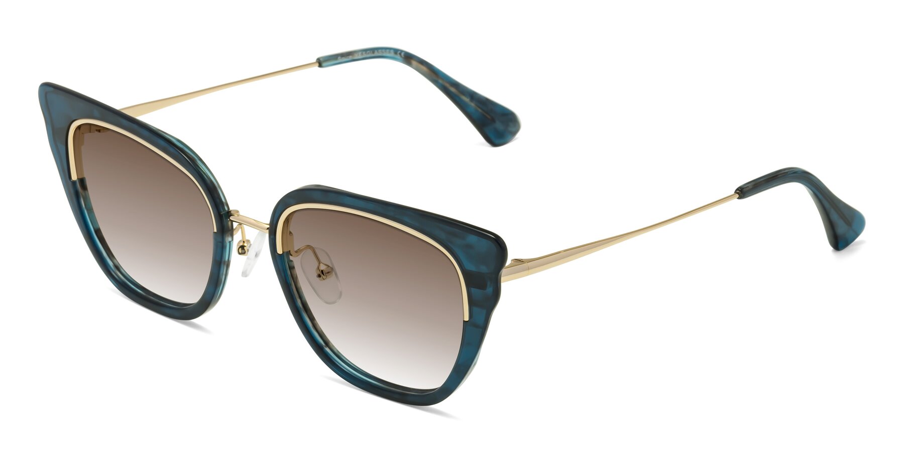 Angle of Spire in Teal-Gold with Brown Gradient Lenses