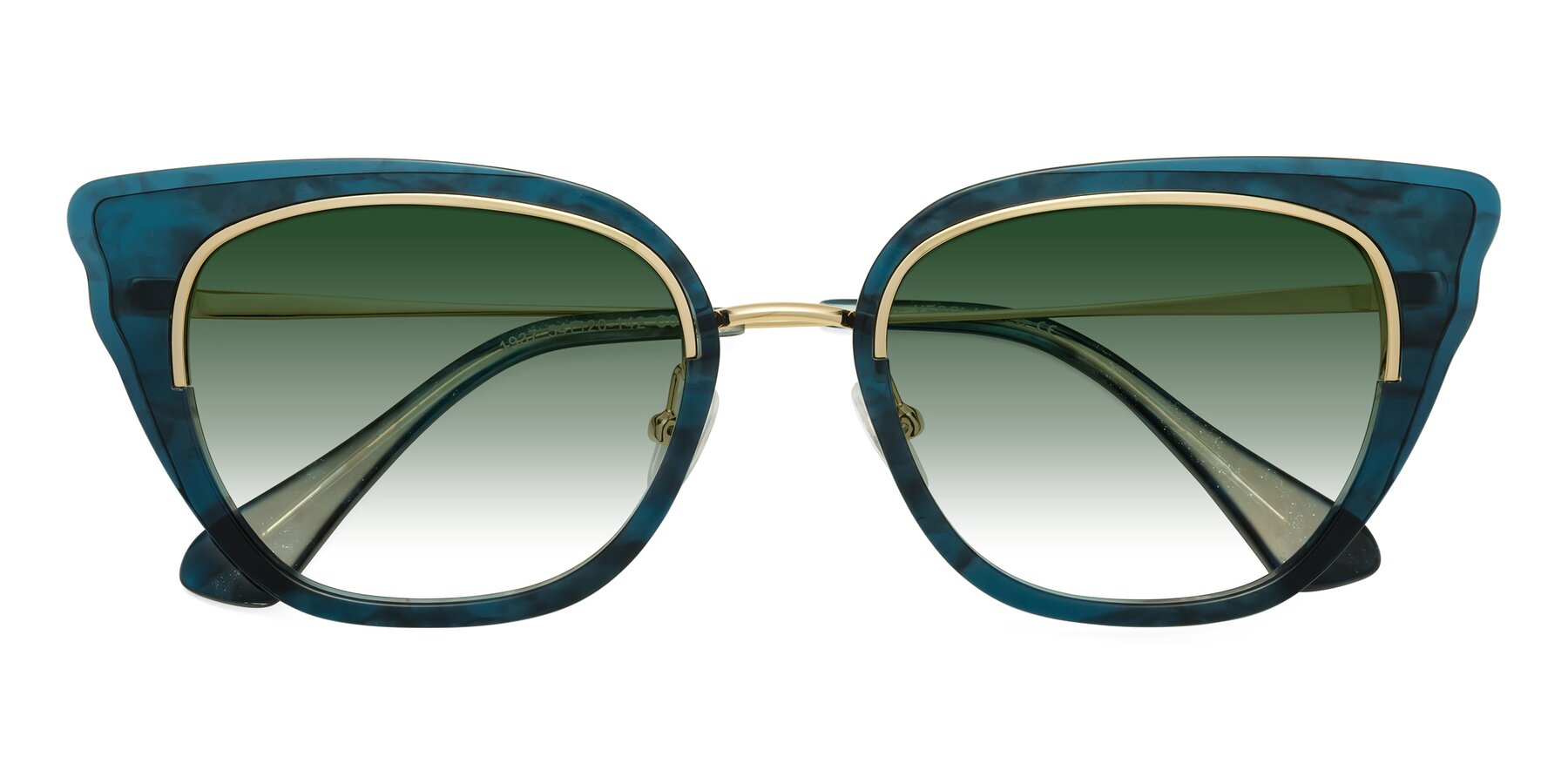 Folded Front of Spire in Teal-Gold with Green Gradient Lenses
