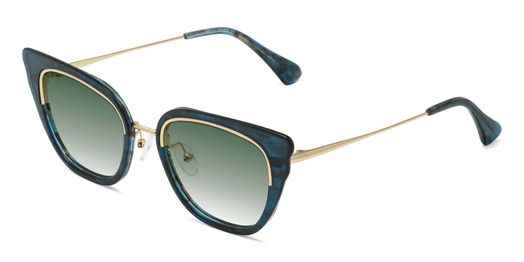 Angle of Spire in Teal-Gold with Green Gradient Lenses