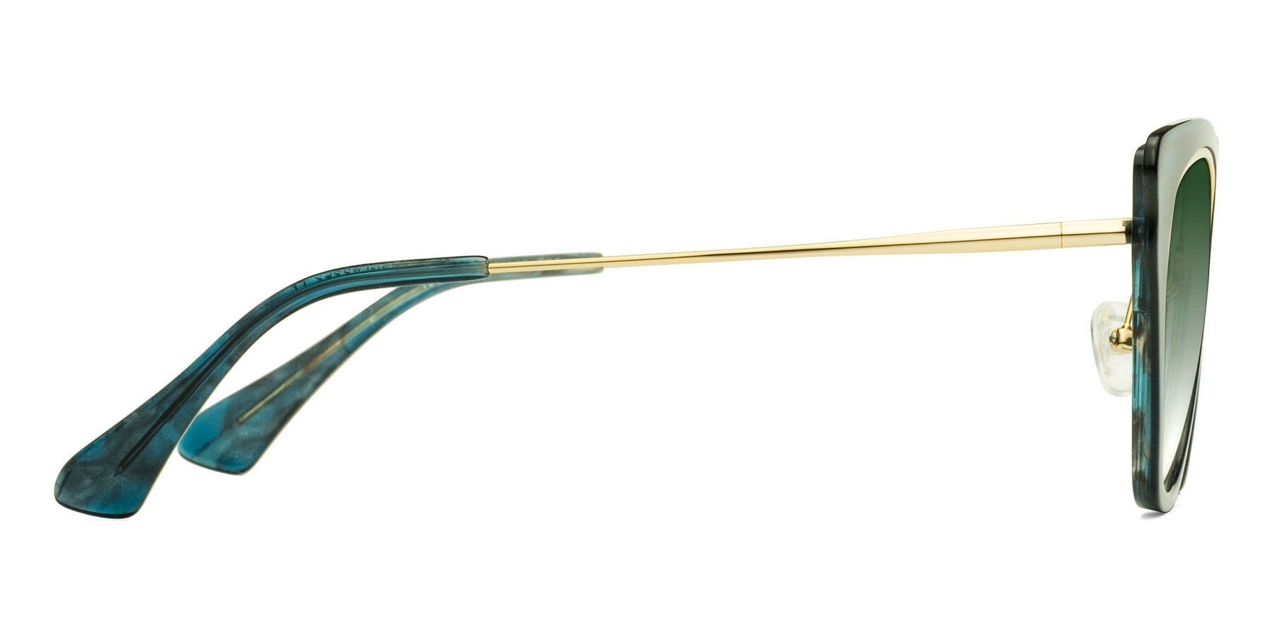 Side of Spire in Teal-Gold with Green Gradient Lenses