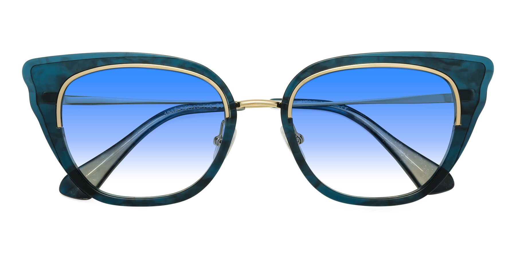 Folded Front of Spire in Teal-Gold with Blue Gradient Lenses