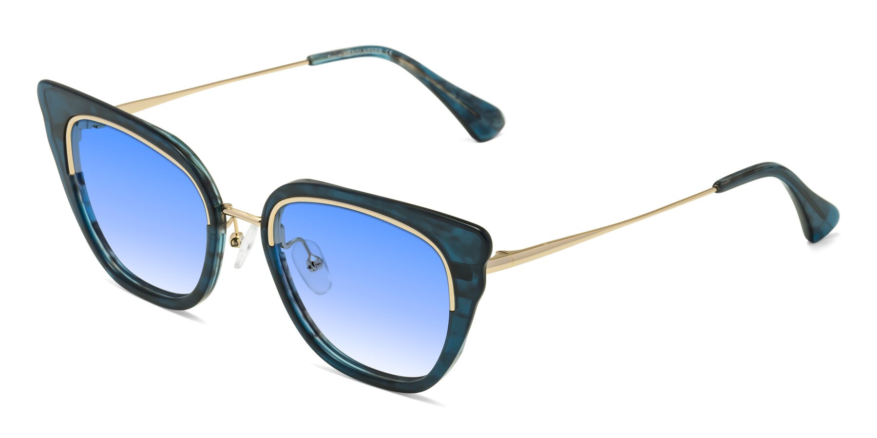 Angle of Spire in Teal-Gold with Blue Gradient Lenses