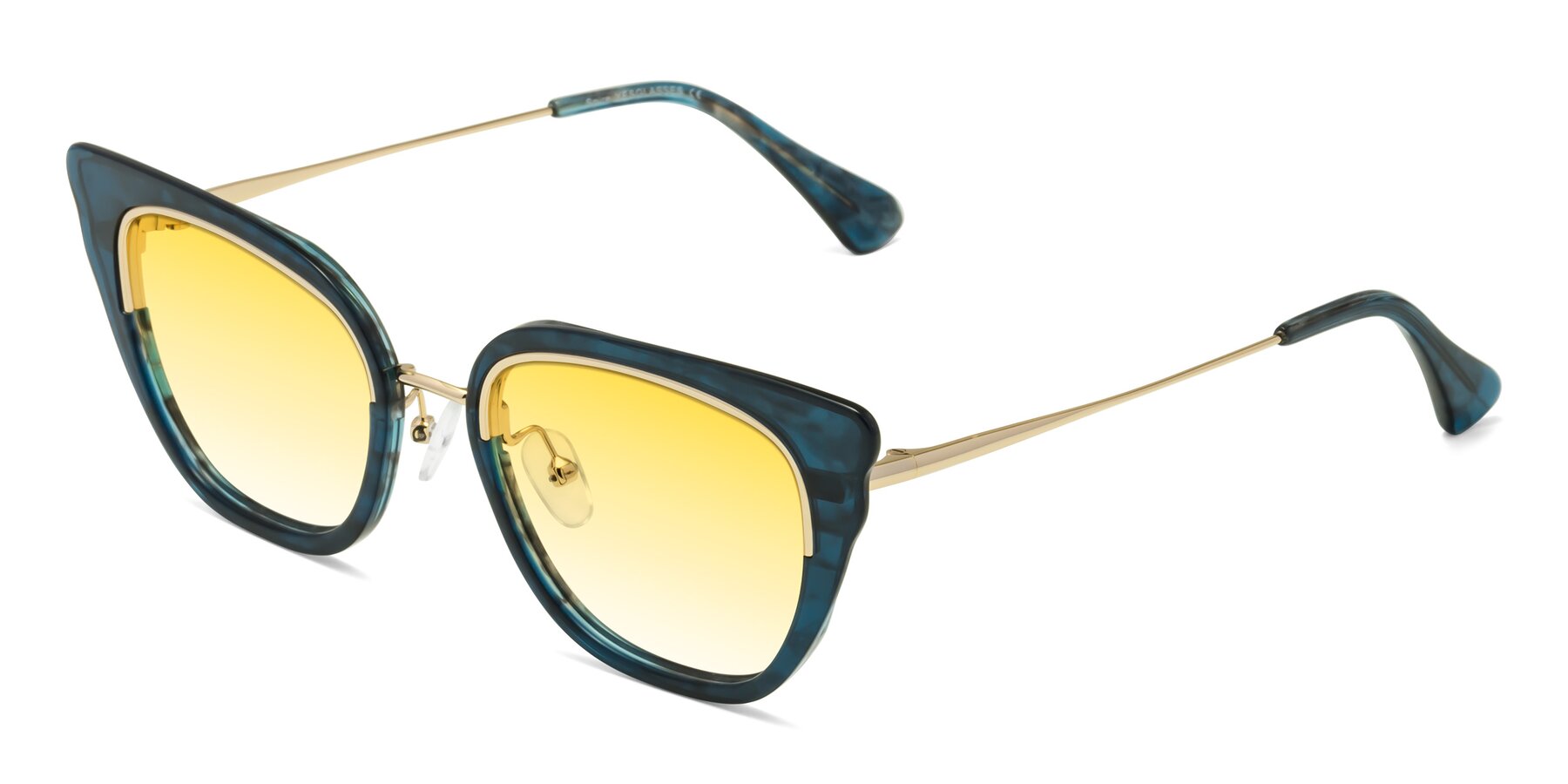 Angle of Spire in Teal-Gold with Yellow Gradient Lenses