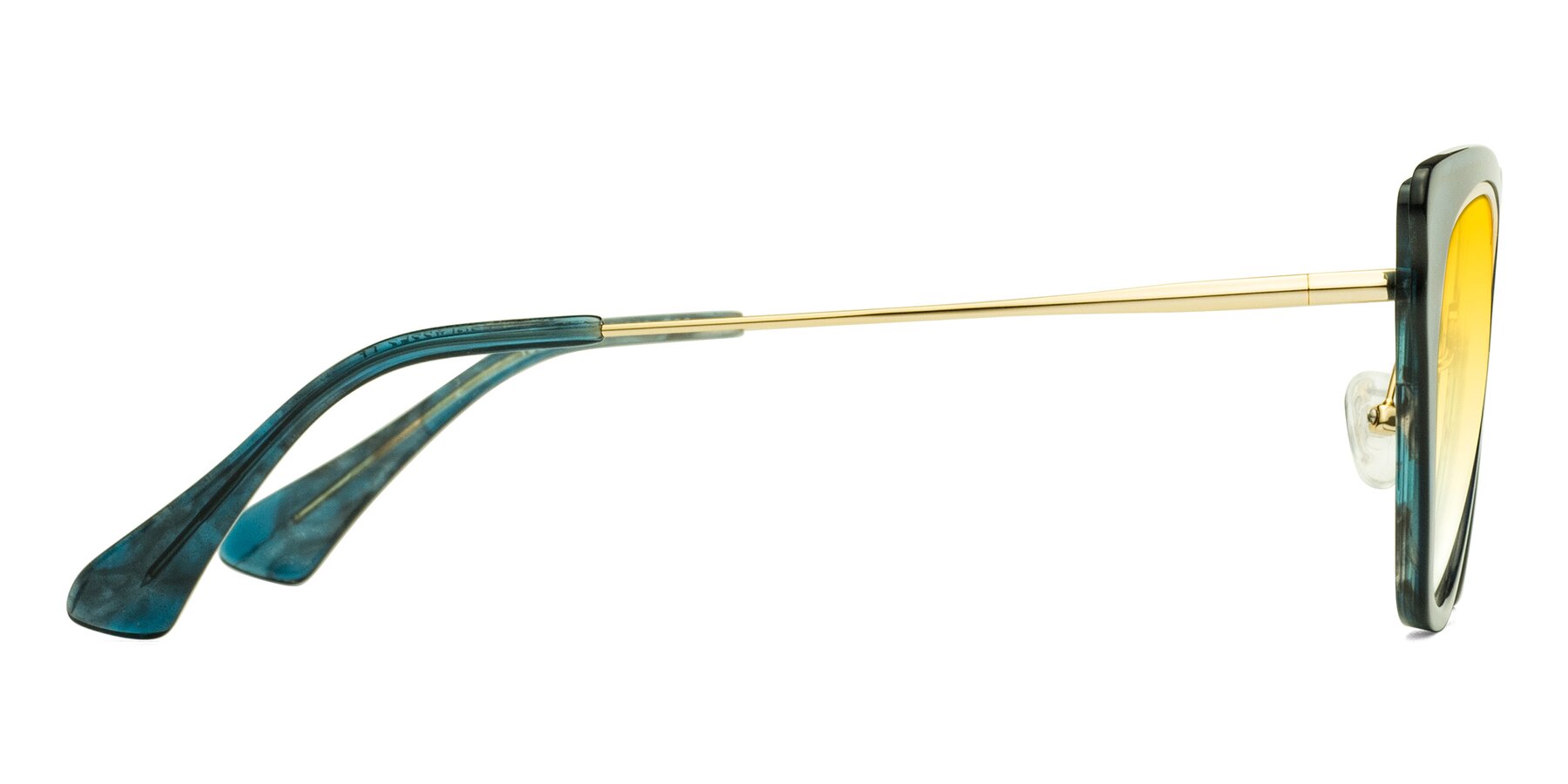 Side of Spire in Teal-Gold with Yellow Gradient Lenses