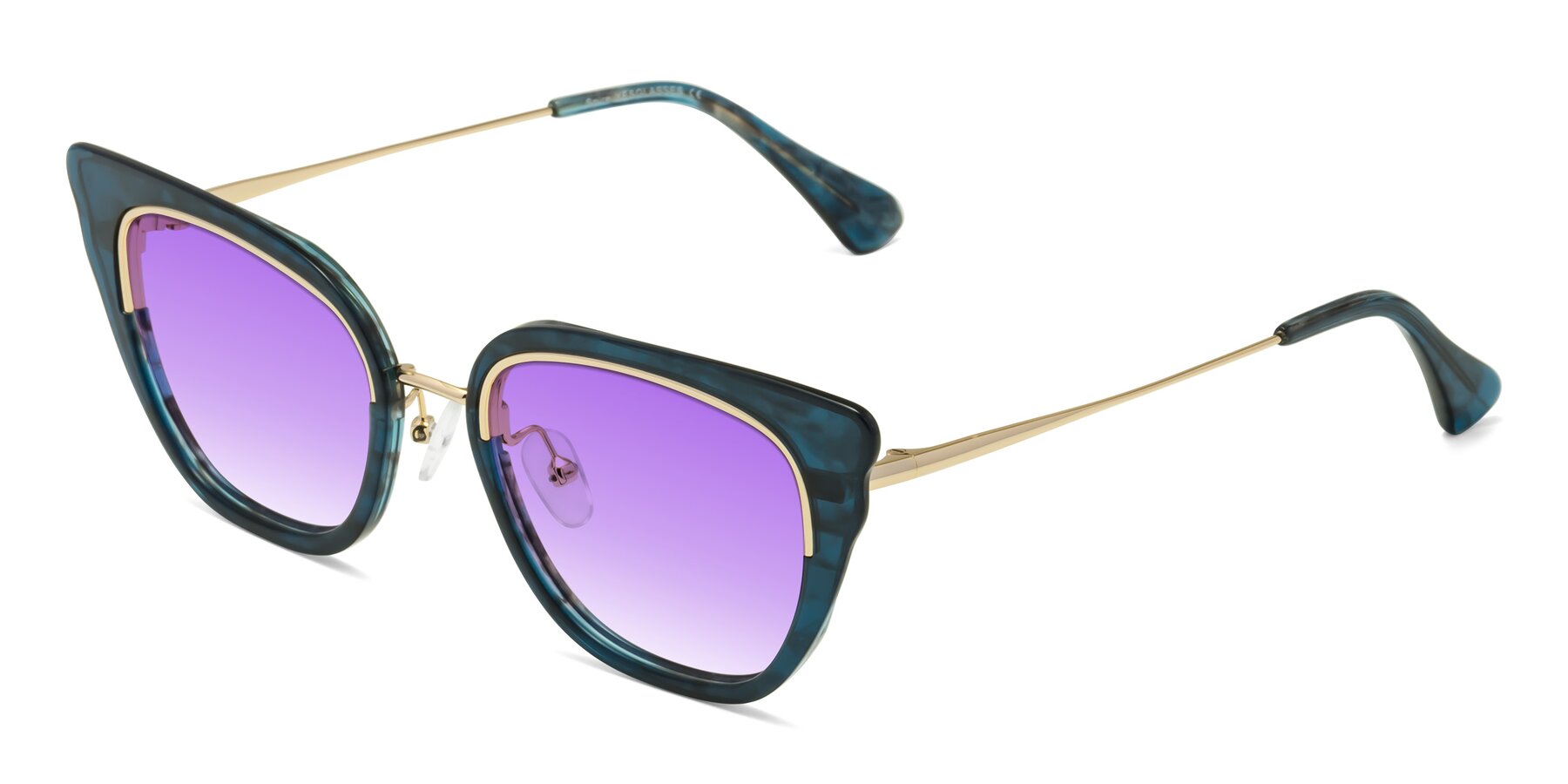 Angle of Spire in Teal-Gold with Purple Gradient Lenses