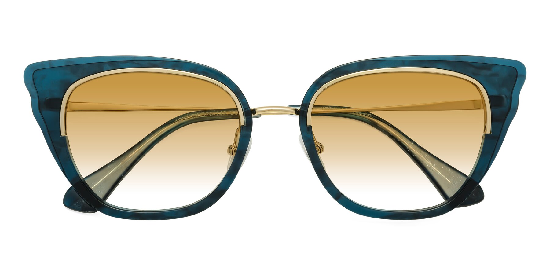 Folded Front of Spire in Teal-Gold with Champagne Gradient Lenses