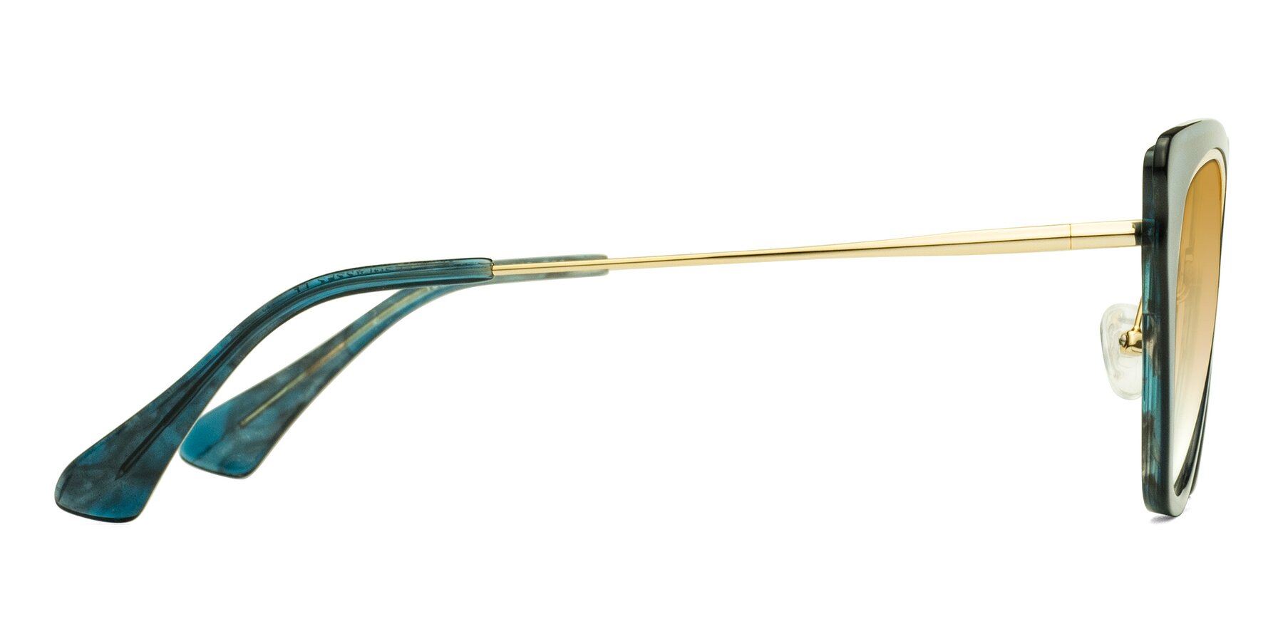 Side of Spire in Teal-Gold with Champagne Gradient Lenses