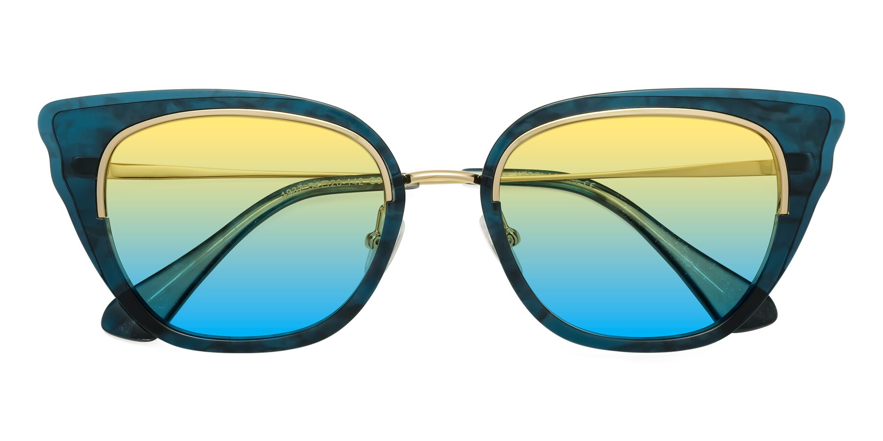 Folded Front of Spire in Teal-Gold with Yellow / Blue Gradient Lenses