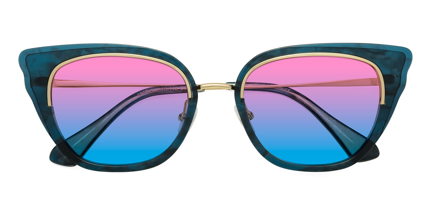 Folded Front of Spire in Teal-Gold with Pink / Blue Gradient Lenses