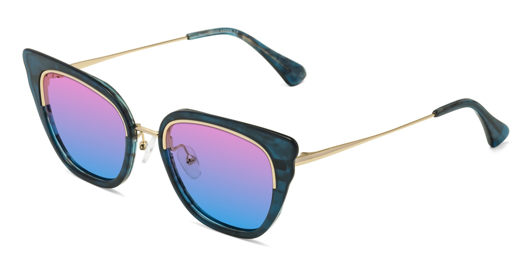 Angle of Spire in Teal-Gold with Pink / Blue Gradient Lenses