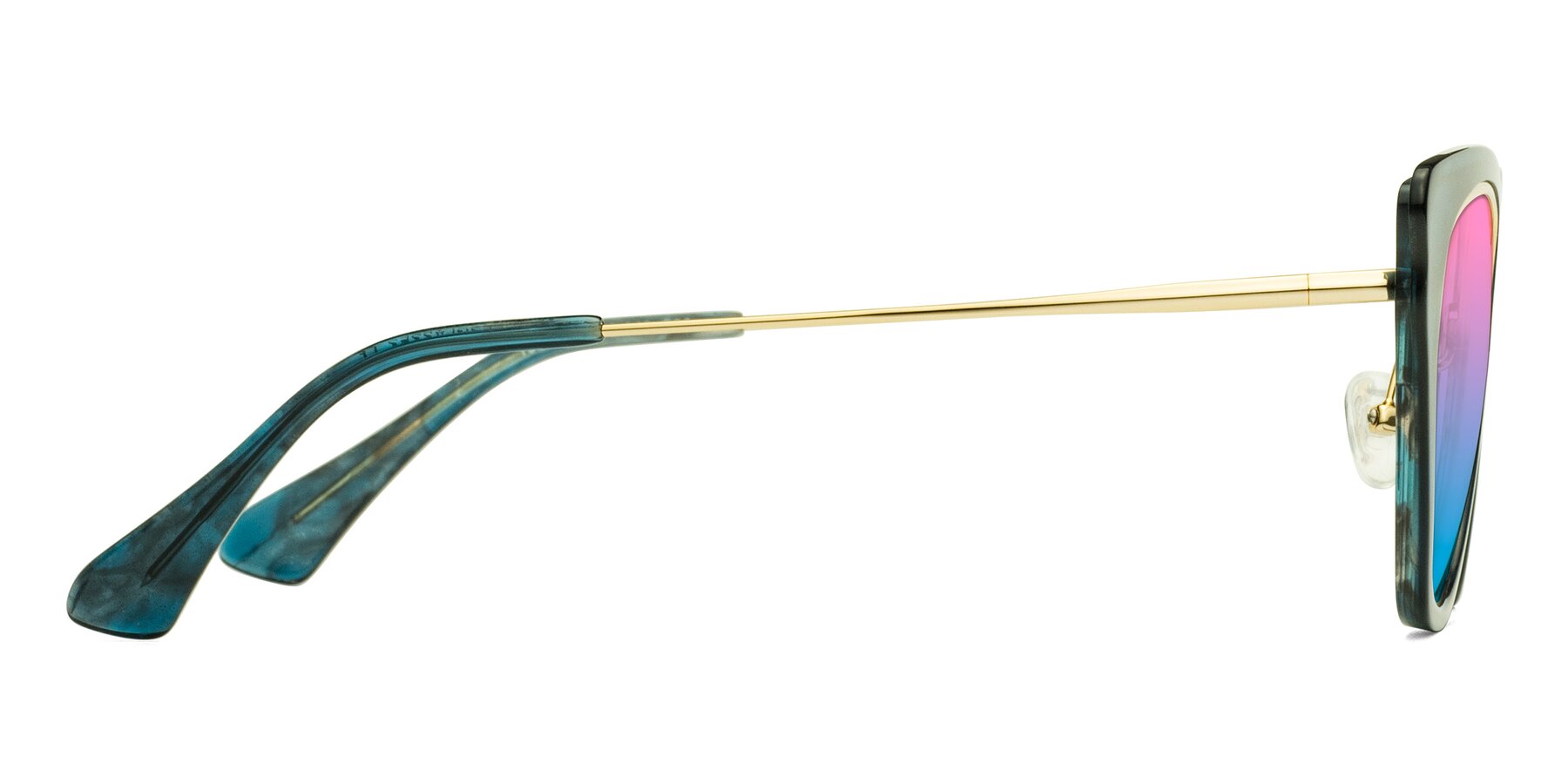 Side of Spire in Teal-Gold with Pink / Blue Gradient Lenses