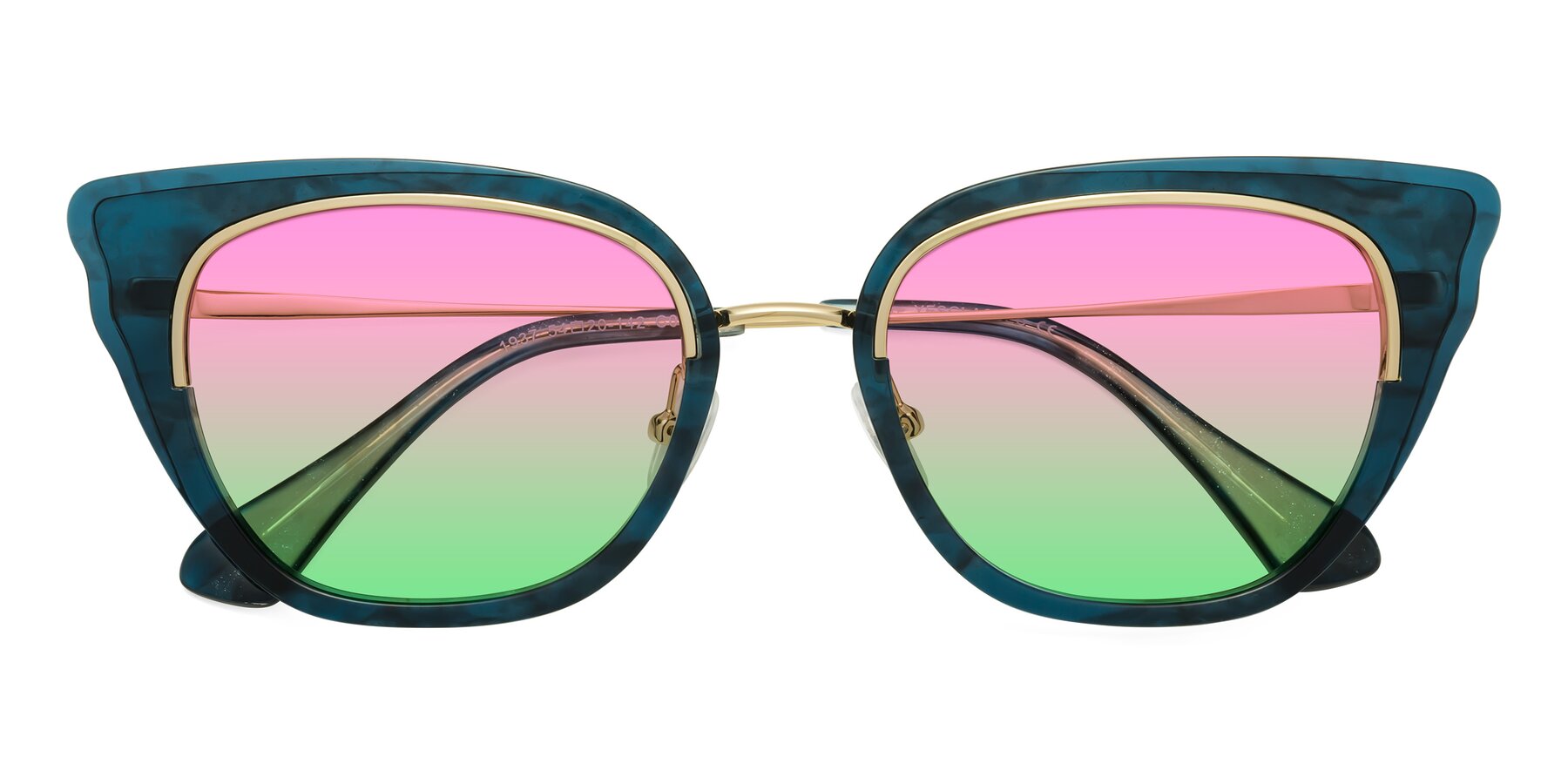Folded Front of Spire in Teal-Gold with Pink / Green Gradient Lenses