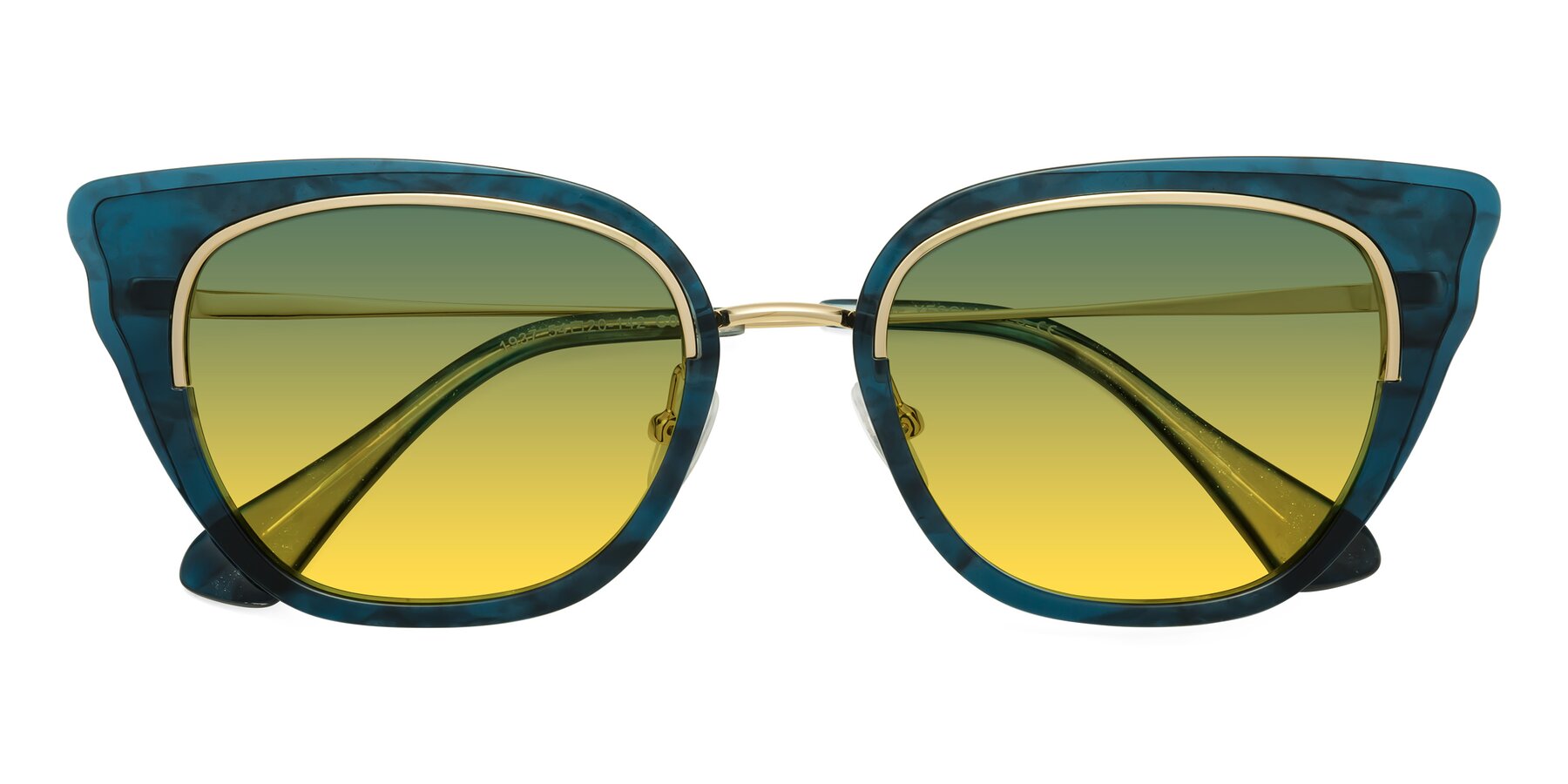 Folded Front of Spire in Teal-Gold with Green / Yellow Gradient Lenses