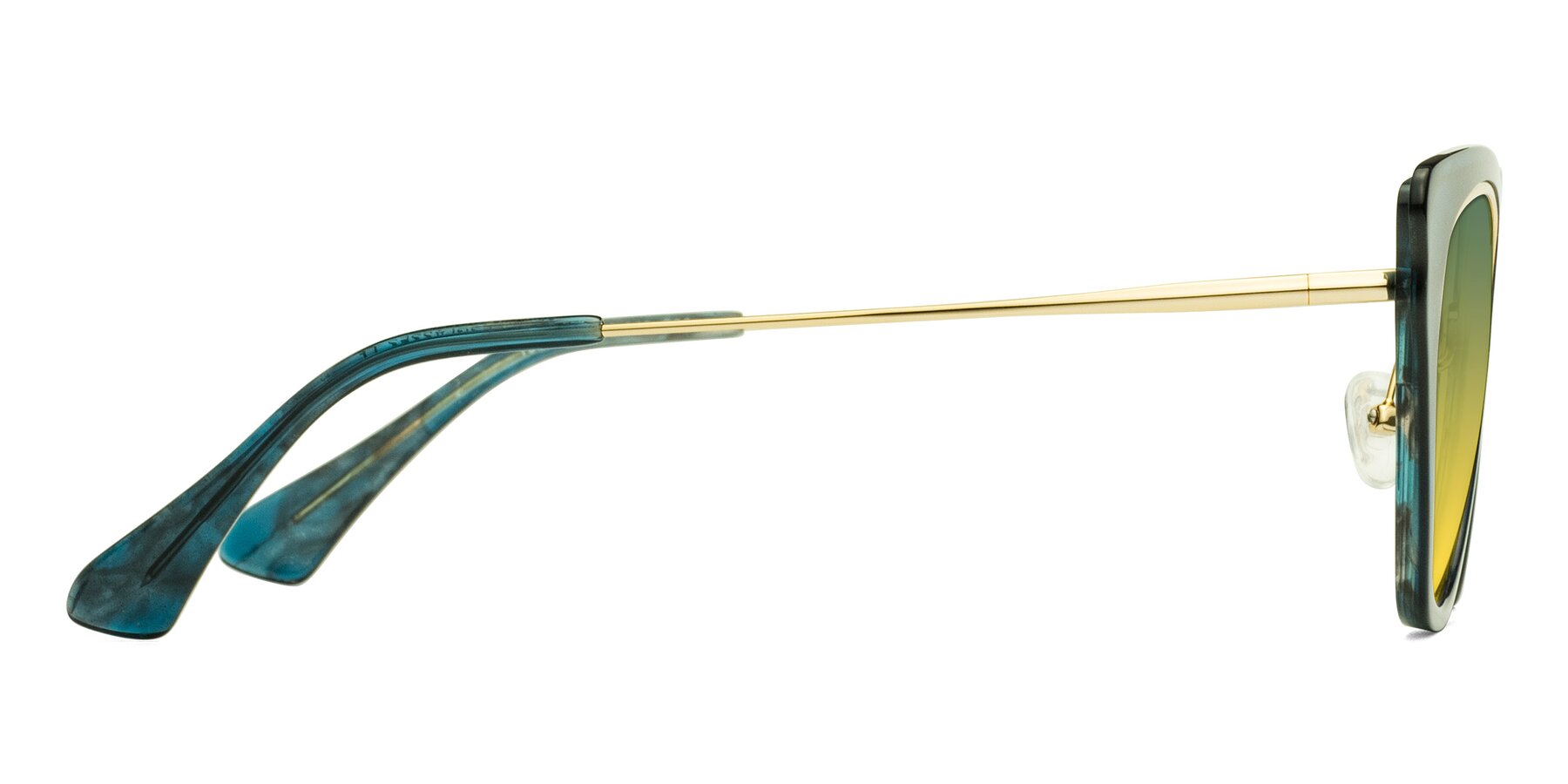 Side of Spire in Teal-Gold with Green / Yellow Gradient Lenses