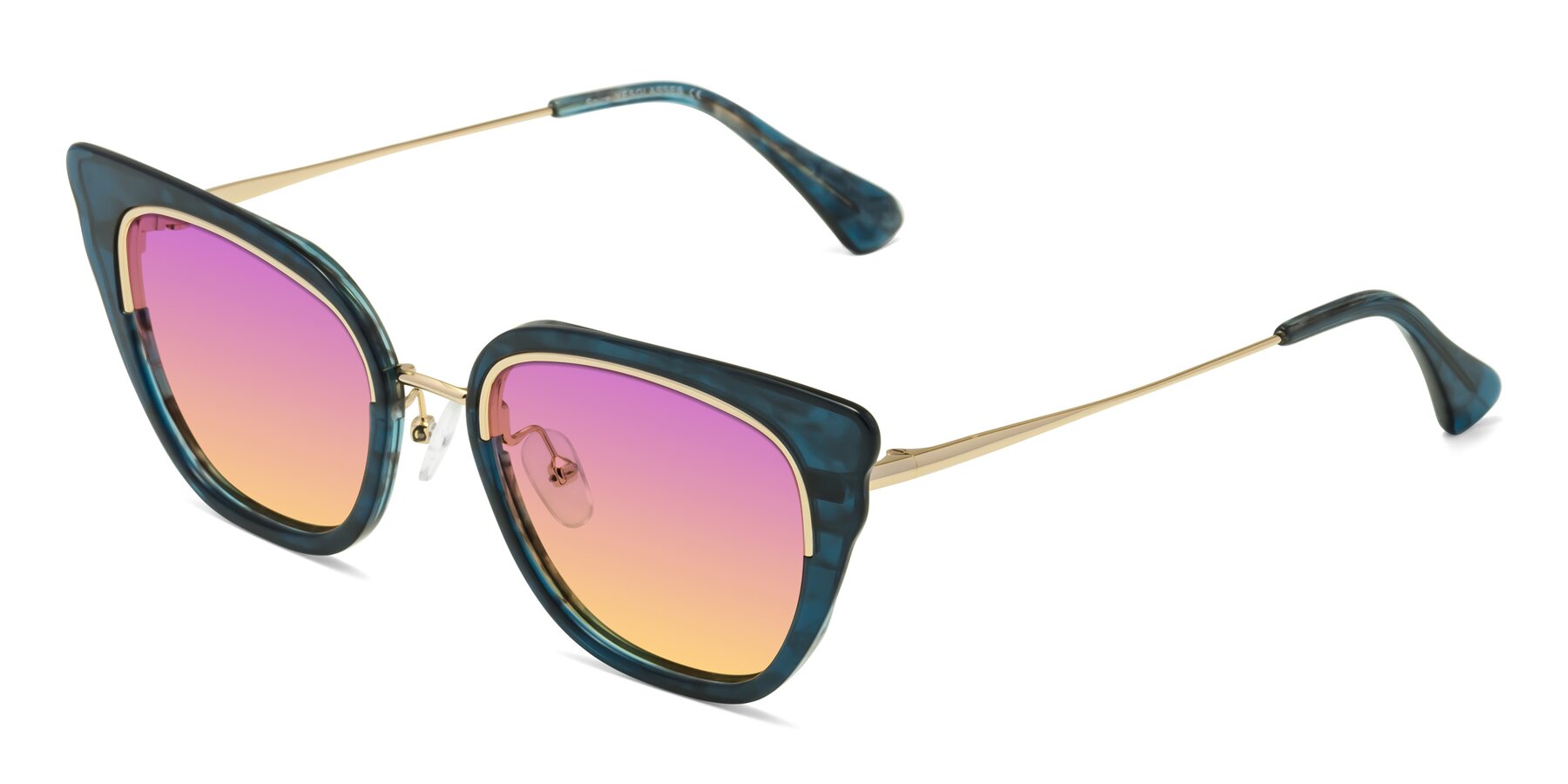 Angle of Spire in Teal-Gold with Purple / Yellow Gradient Lenses