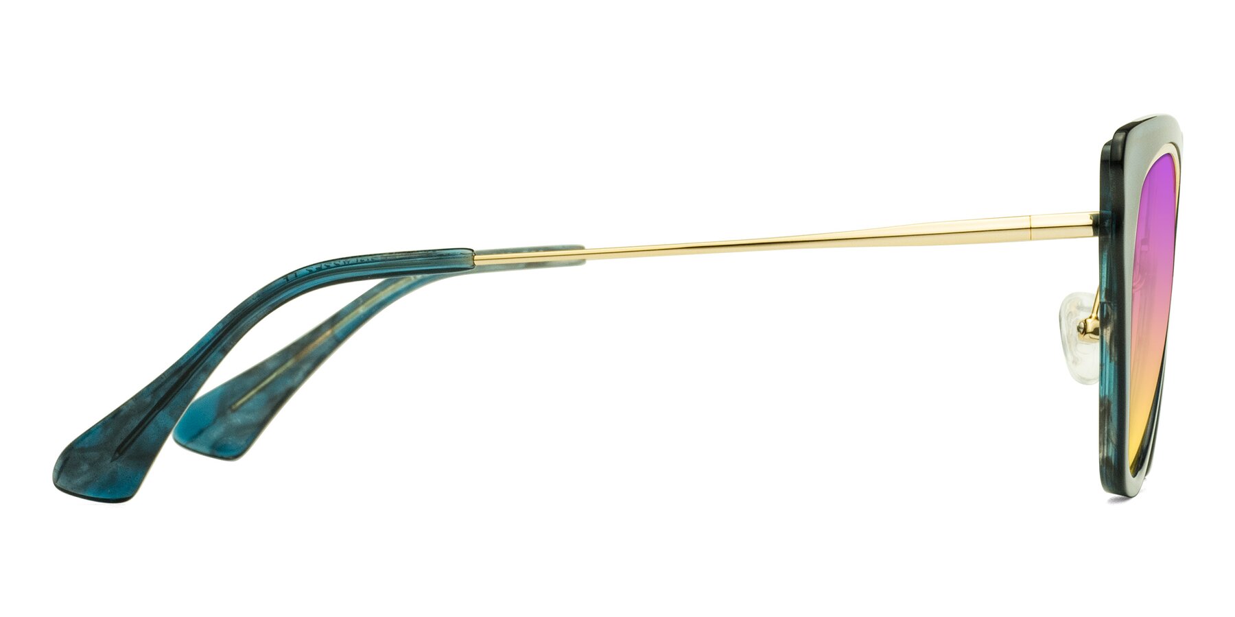 Side of Spire in Teal-Gold with Purple / Yellow Gradient Lenses