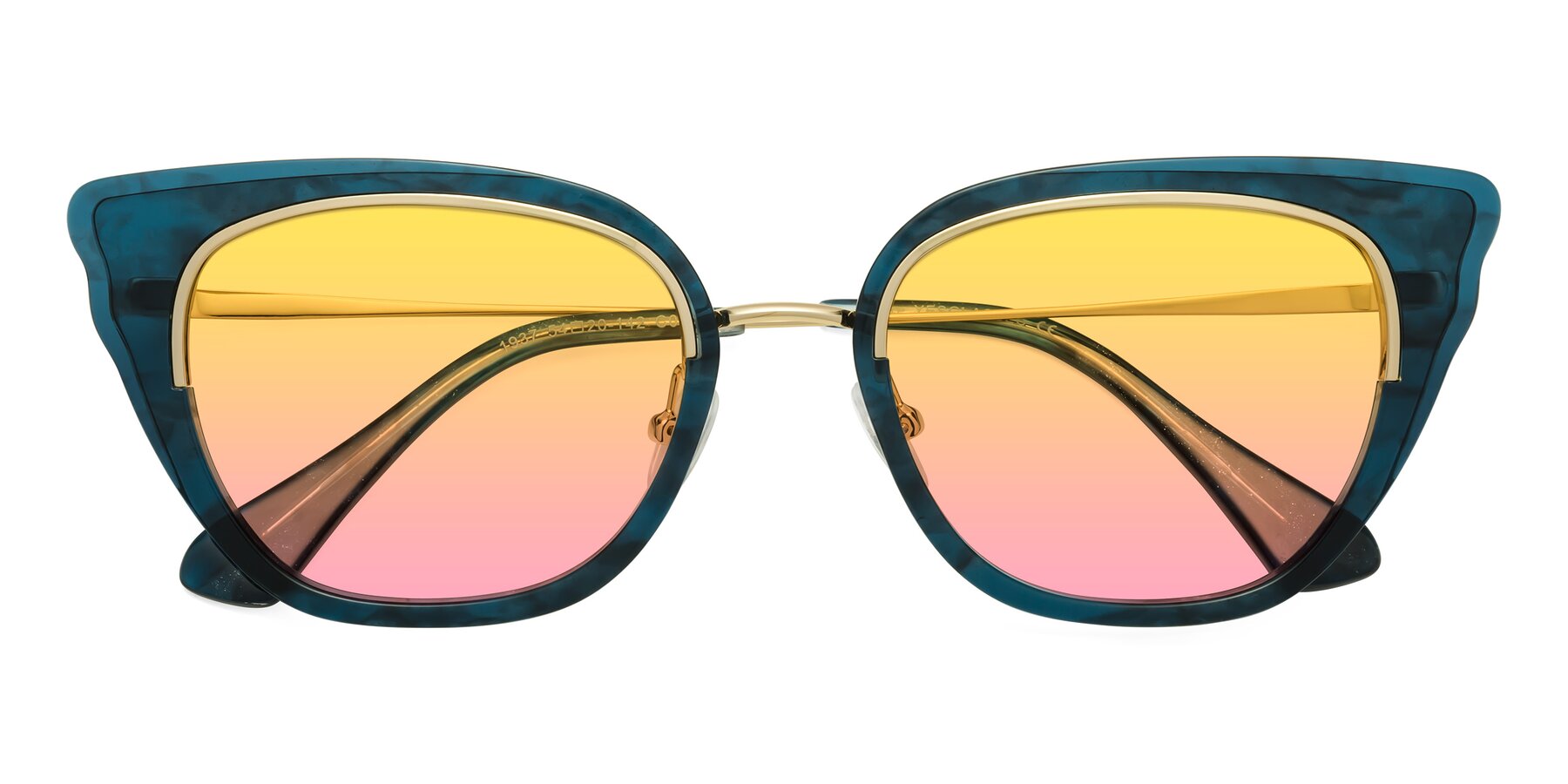 Folded Front of Spire in Teal-Gold with Yellow / Pink Gradient Lenses