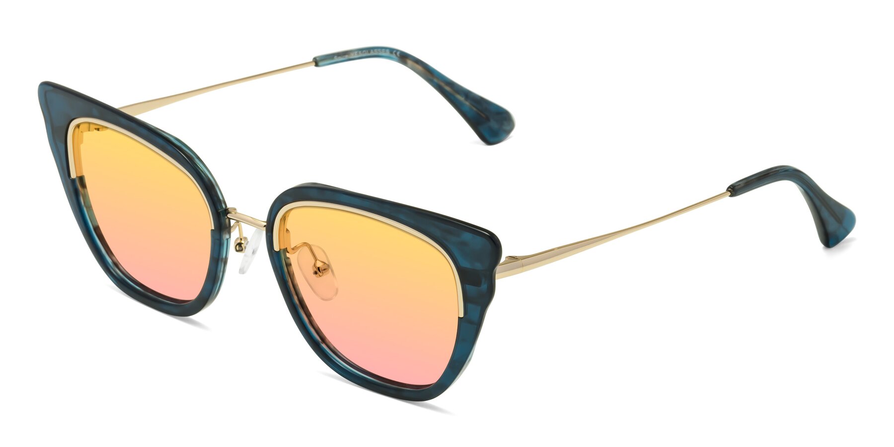 Angle of Spire in Teal-Gold with Yellow / Pink Gradient Lenses