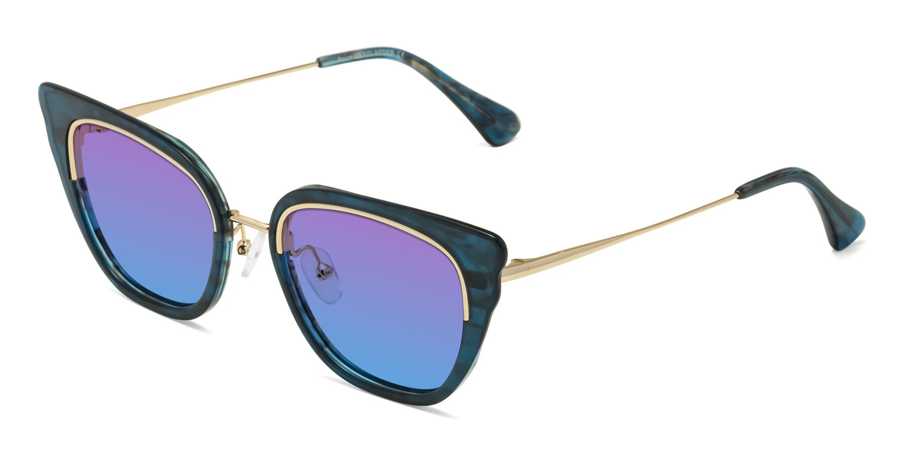 Angle of Spire in Teal-Gold with Purple / Blue Gradient Lenses
