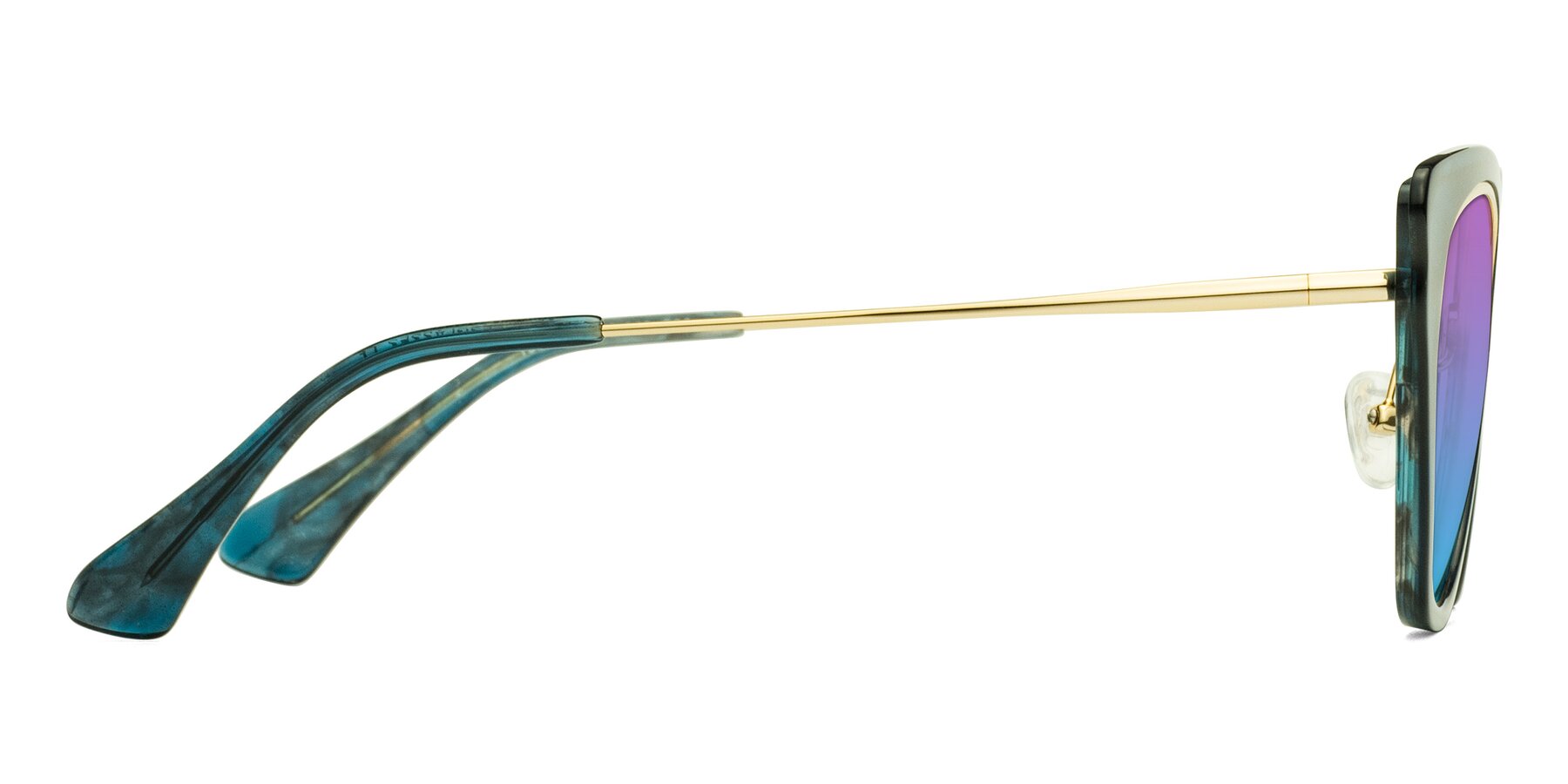 Side of Spire in Teal-Gold with Purple / Blue Gradient Lenses