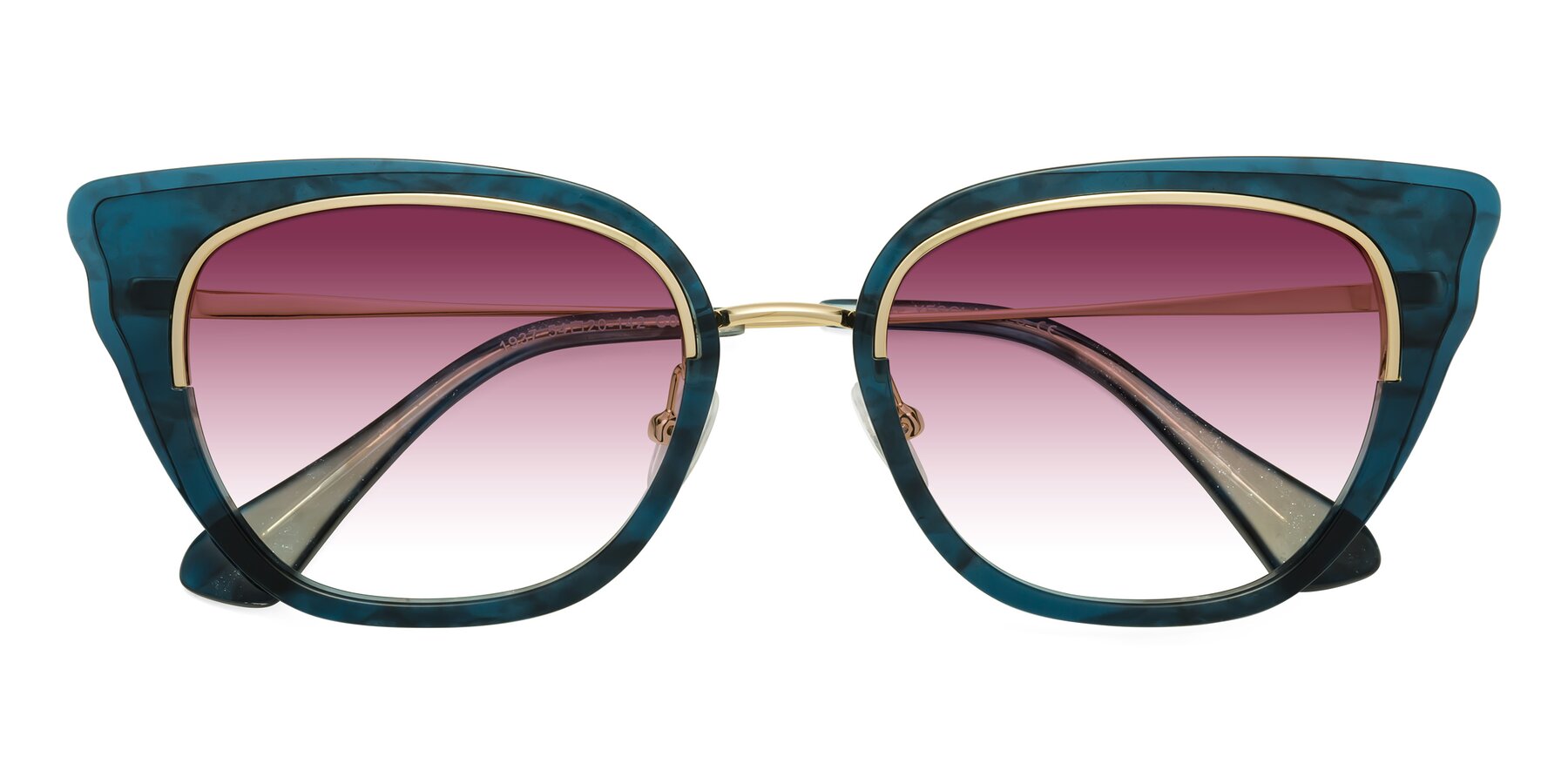 Folded Front of Spire in Teal-Gold with Wine Gradient Lenses