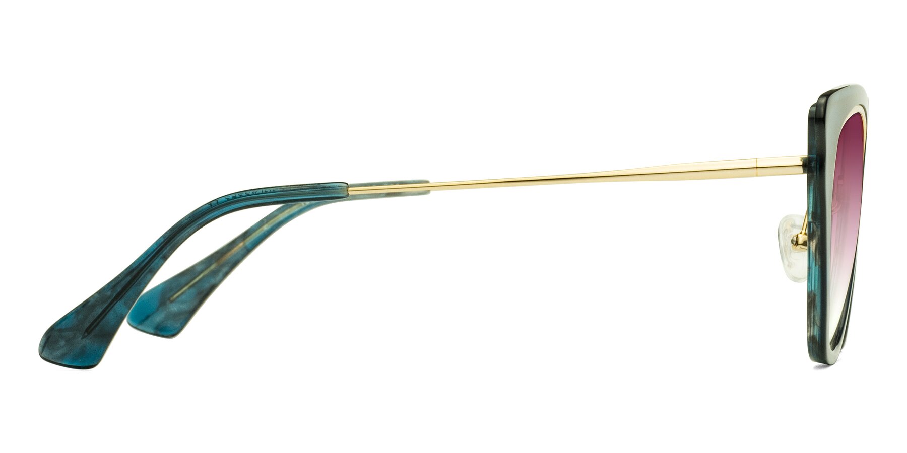 Side of Spire in Teal-Gold with Wine Gradient Lenses