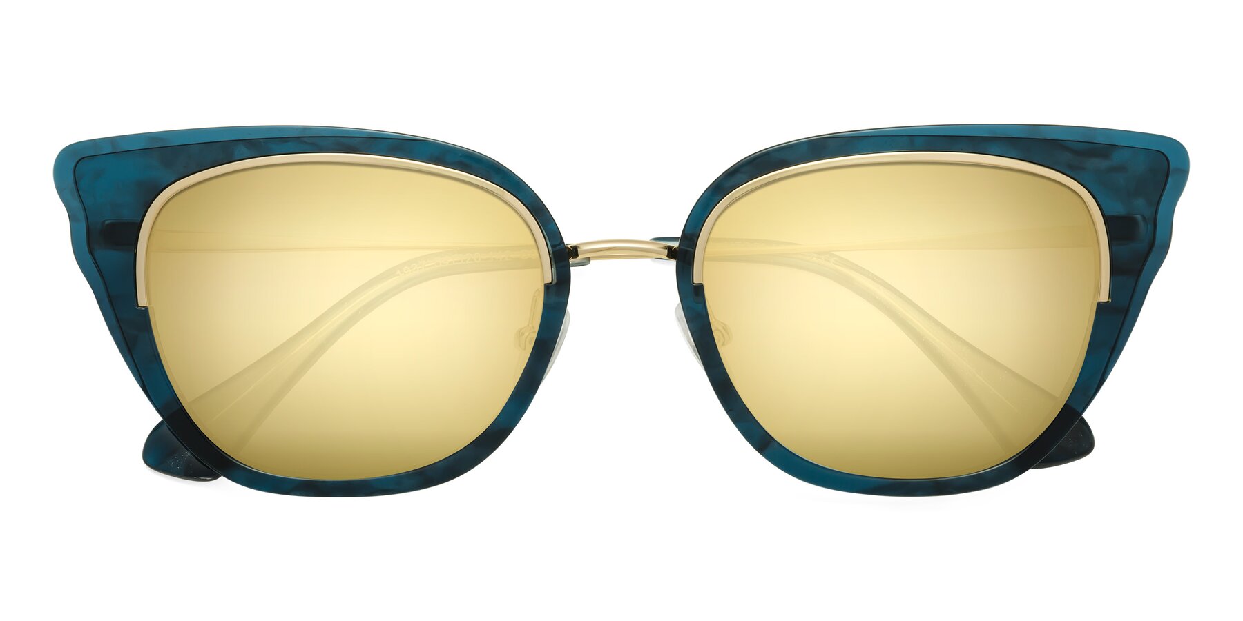 Folded Front of Spire in Teal-Gold with Gold Mirrored Lenses