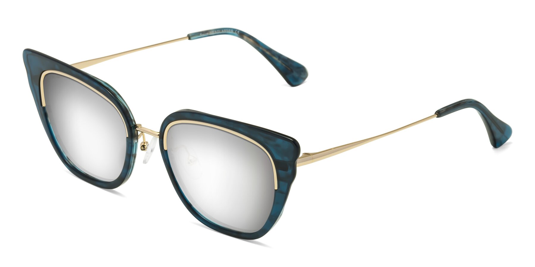 Angle of Spire in Teal-Gold with Silver Mirrored Lenses
