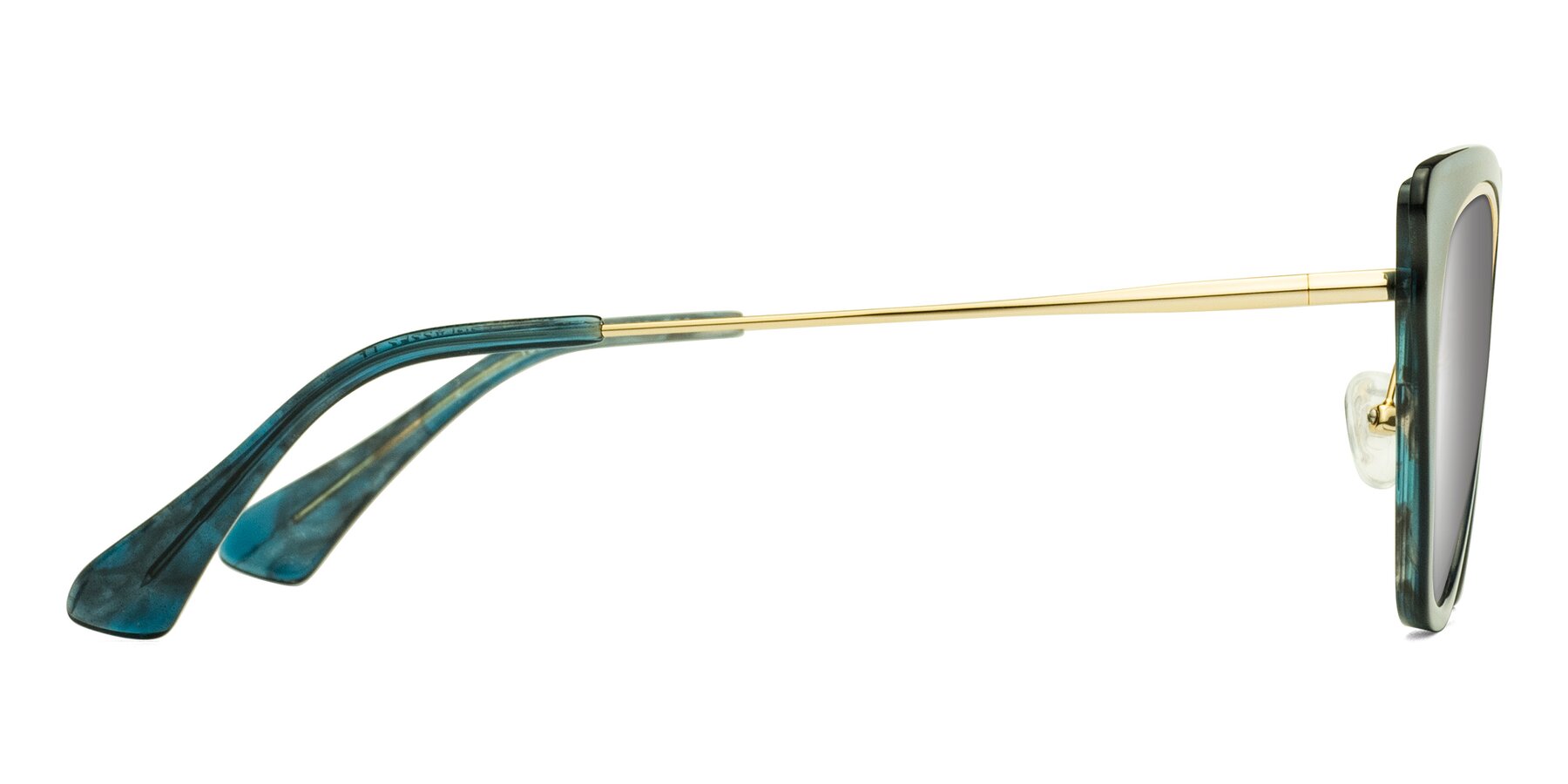 Side of Spire in Teal-Gold with Silver Mirrored Lenses