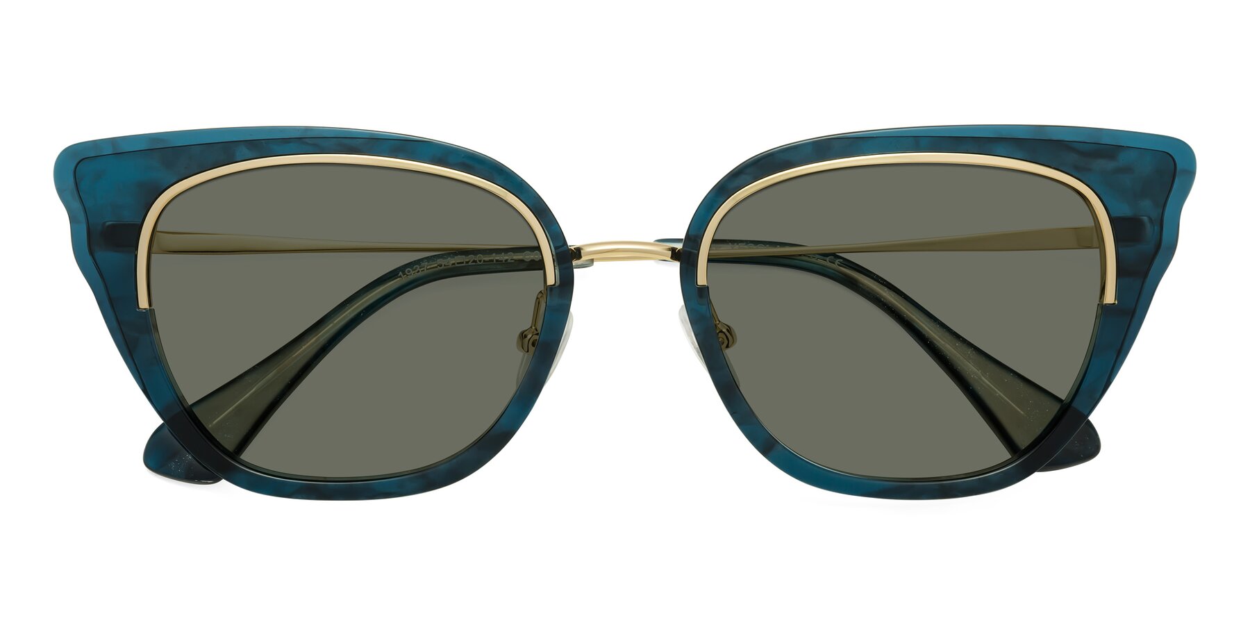 Folded Front of Spire in Teal-Gold with Gray Polarized Lenses